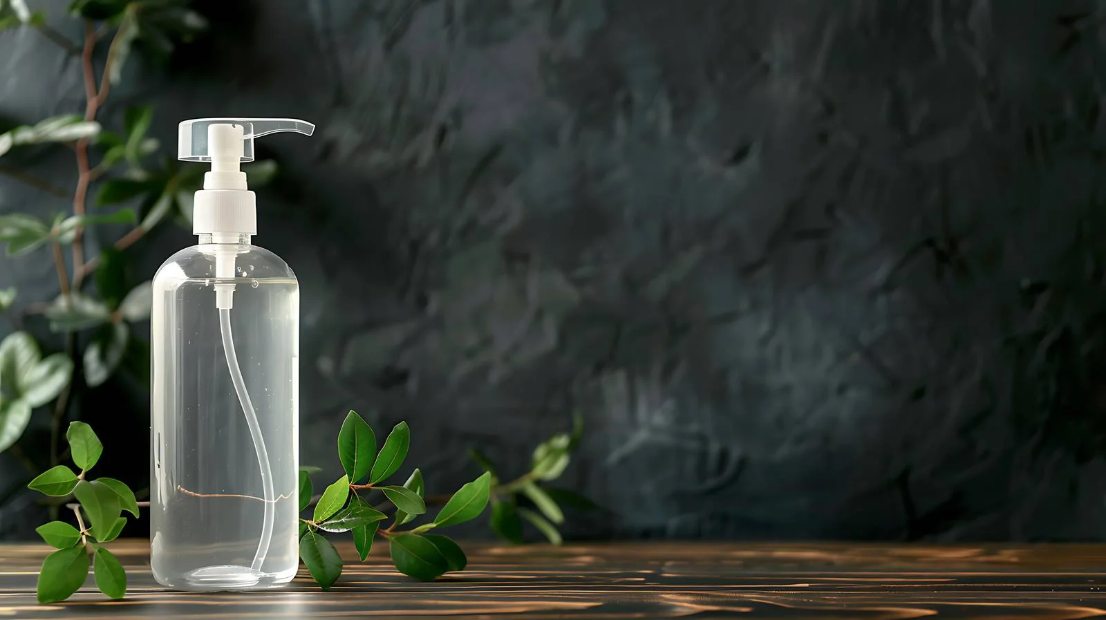 Sanitizer Bottle on Wooden Table — free download from Dotvec