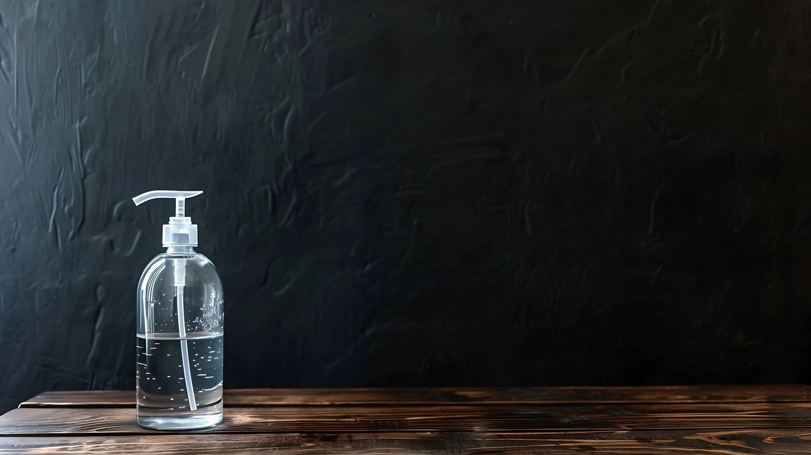 Sanitizer Bottle on Wooden Table — free download from Dotvec