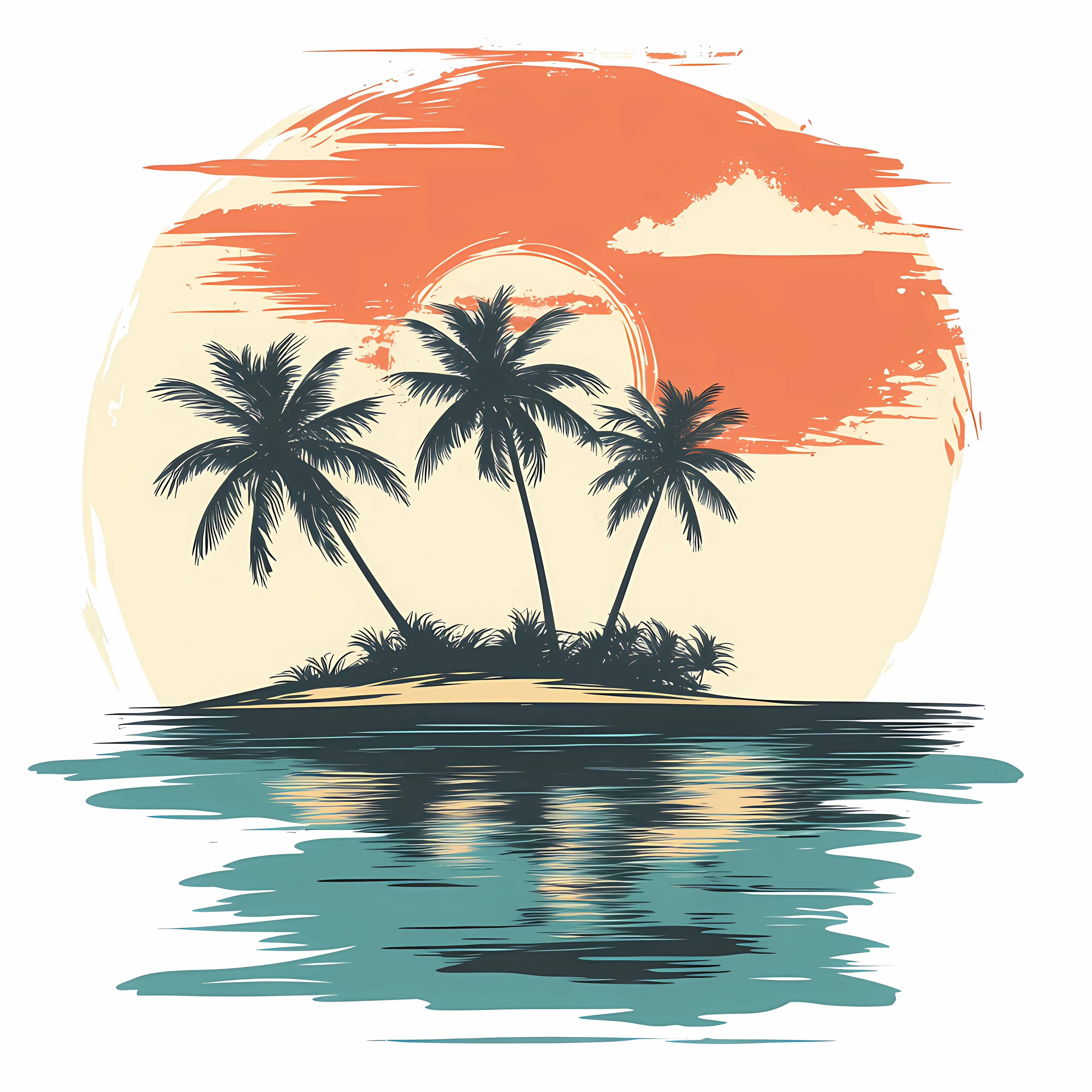 Hand-Drawn Island with Palm Trees Vector Illustration — free download from Dotvec