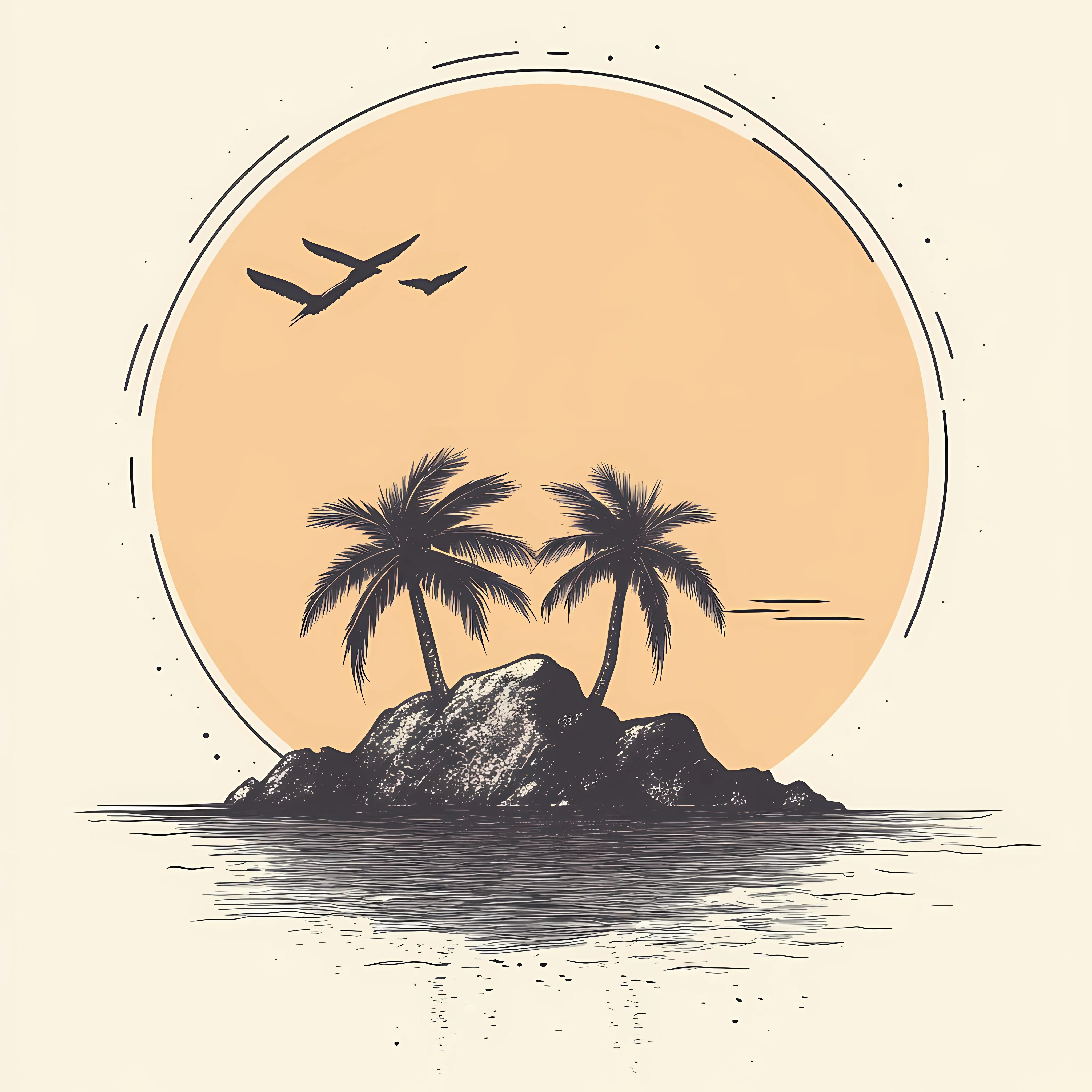 Hand-Drawn Island with Palm Trees Vector Art — free download from Dotvec