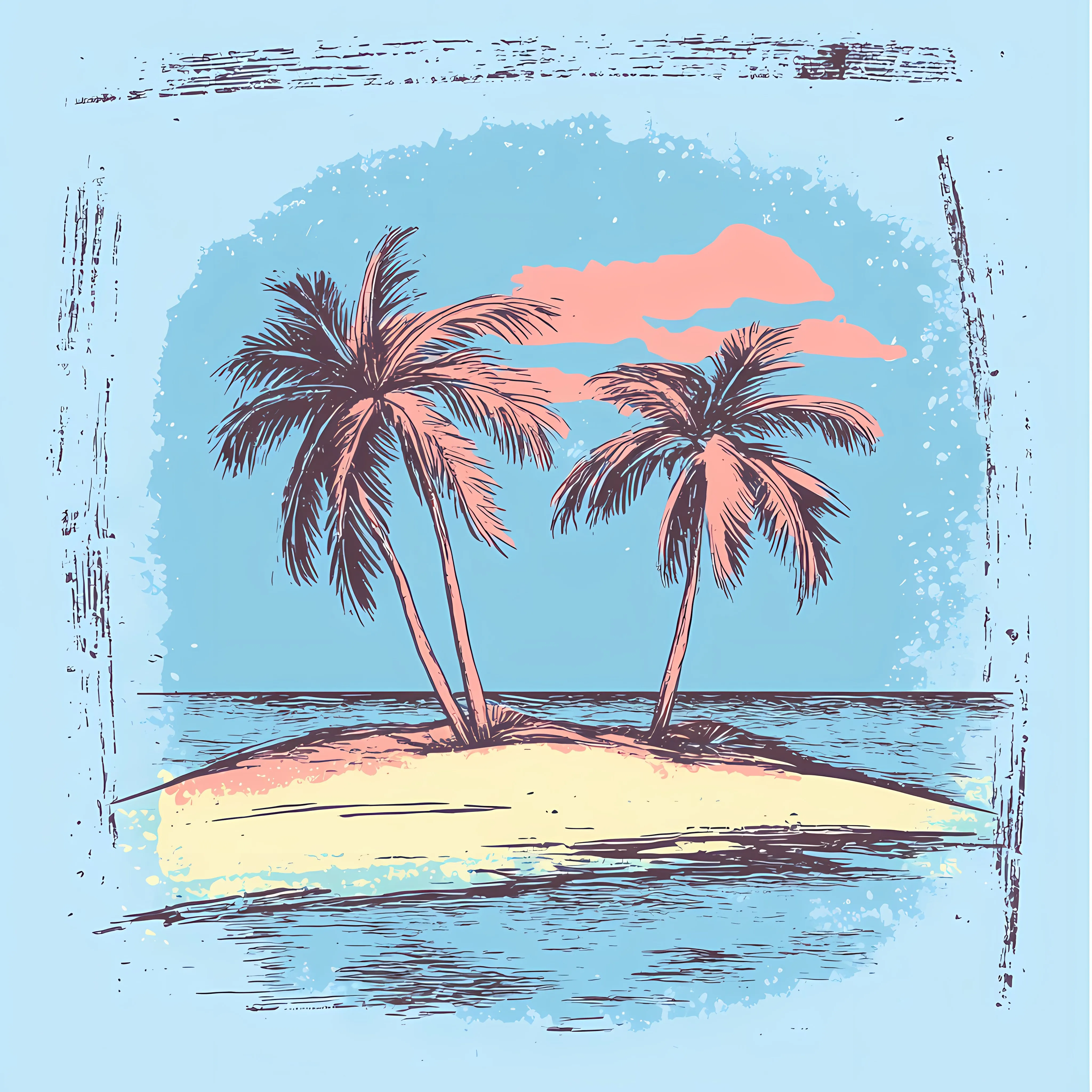Hand-Drawn Island with Palm Trees Illustration — free download from Dotvec