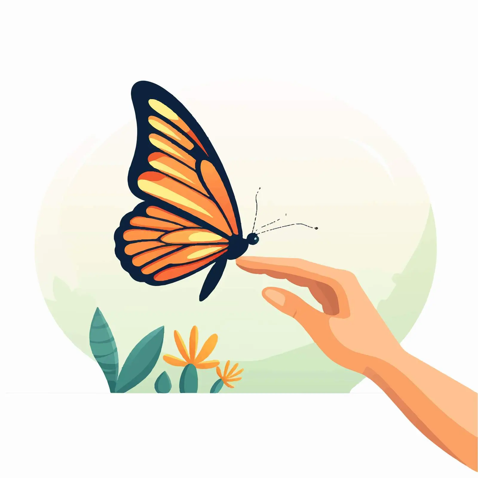 Touching a Beautiful Butterfly in Nature — free download from Dotvec