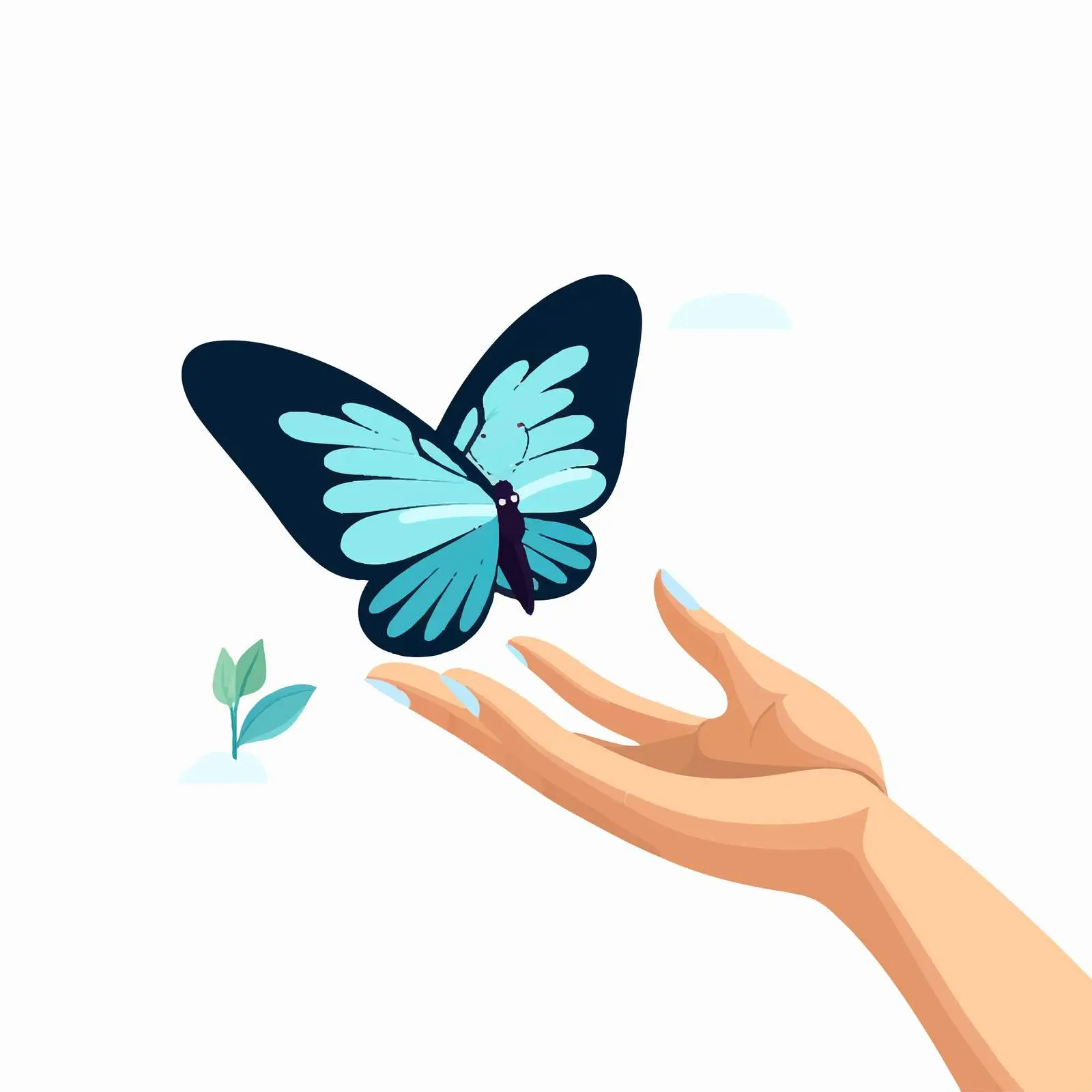Hand Touching Beautiful Butterfly Vector Art — free download from Dotvec