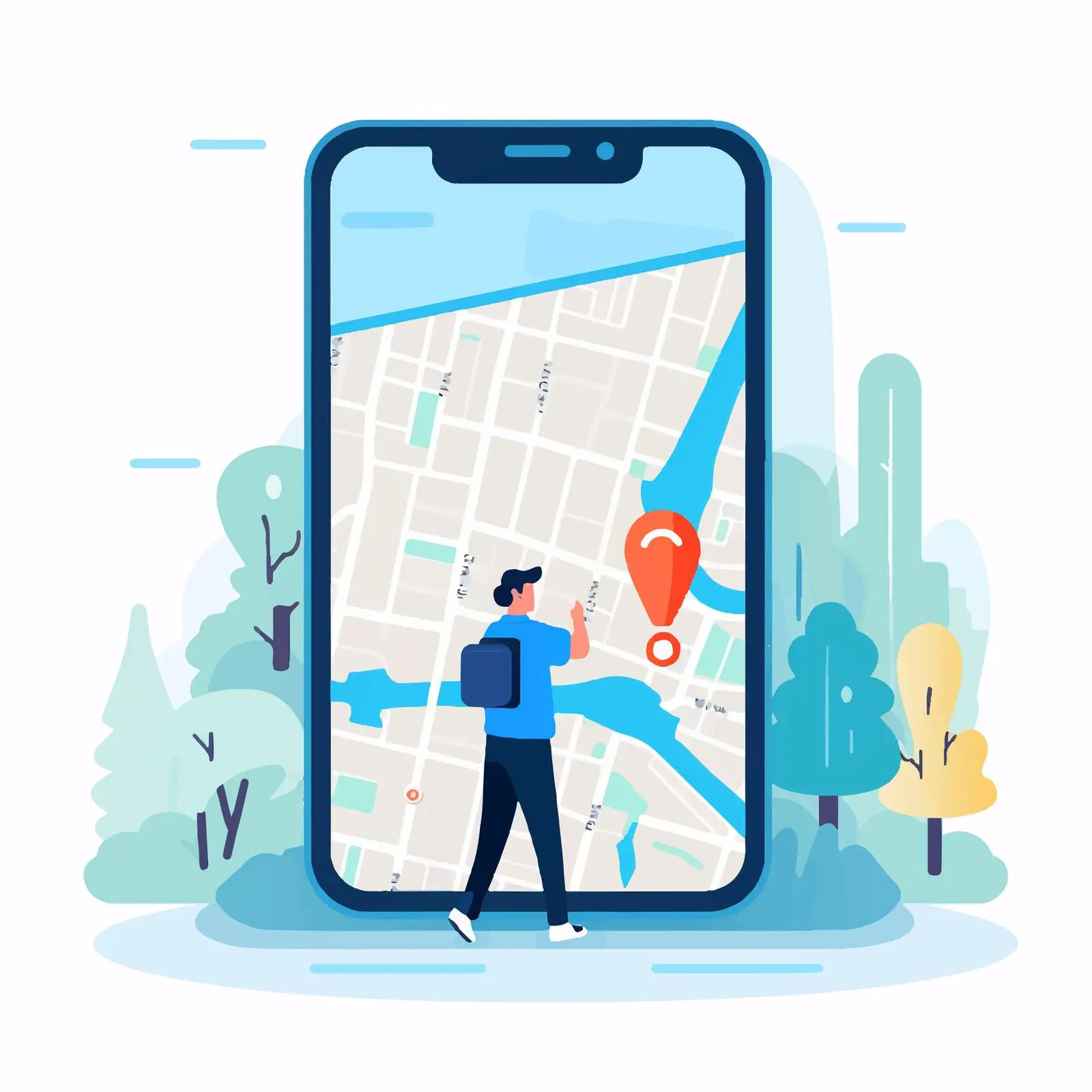 Hand Using Smartphone for Map Navigation – free navigation tool image from Dotvec