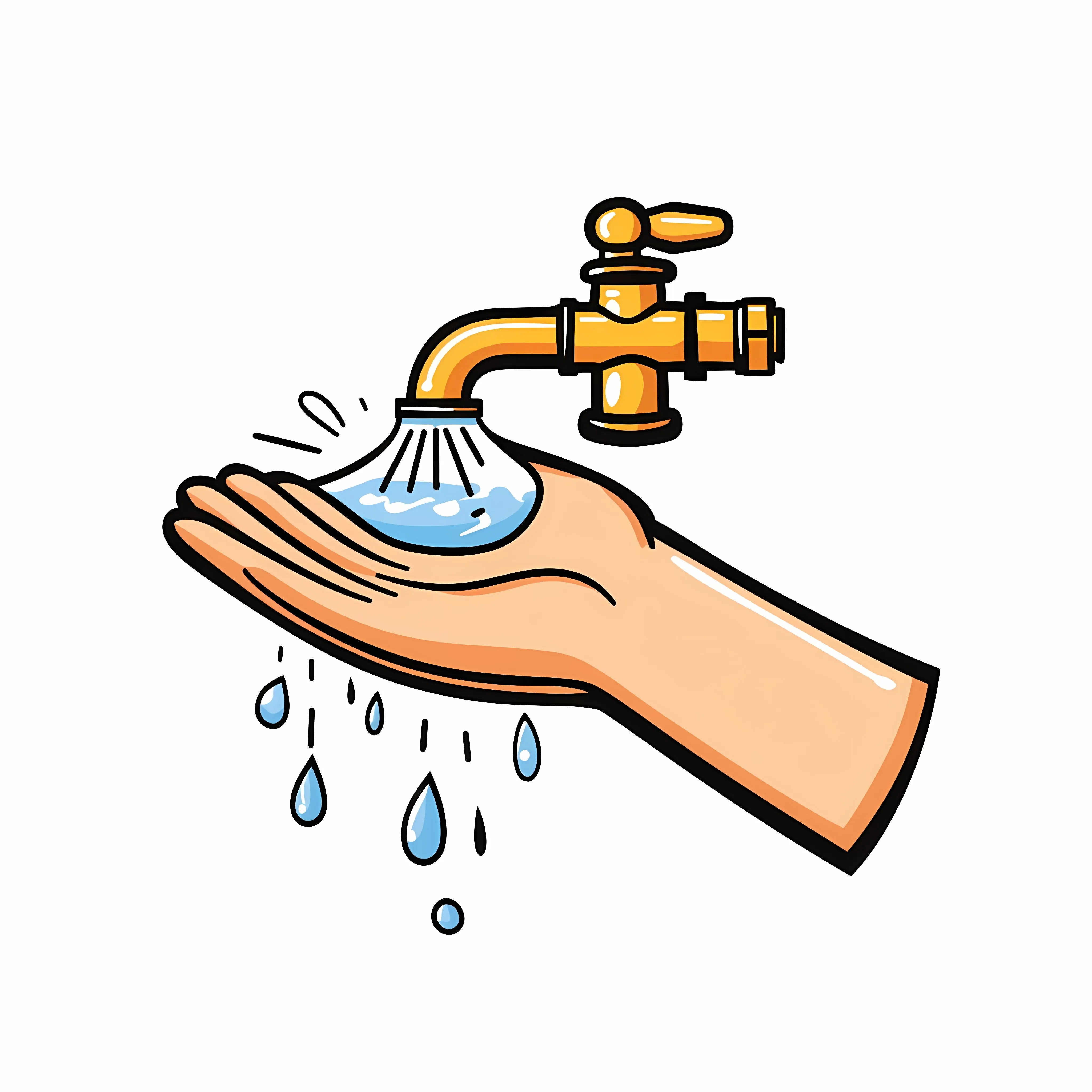 Cartoon Hand Wash with Pipe Water Illustration — free download from Dotvec