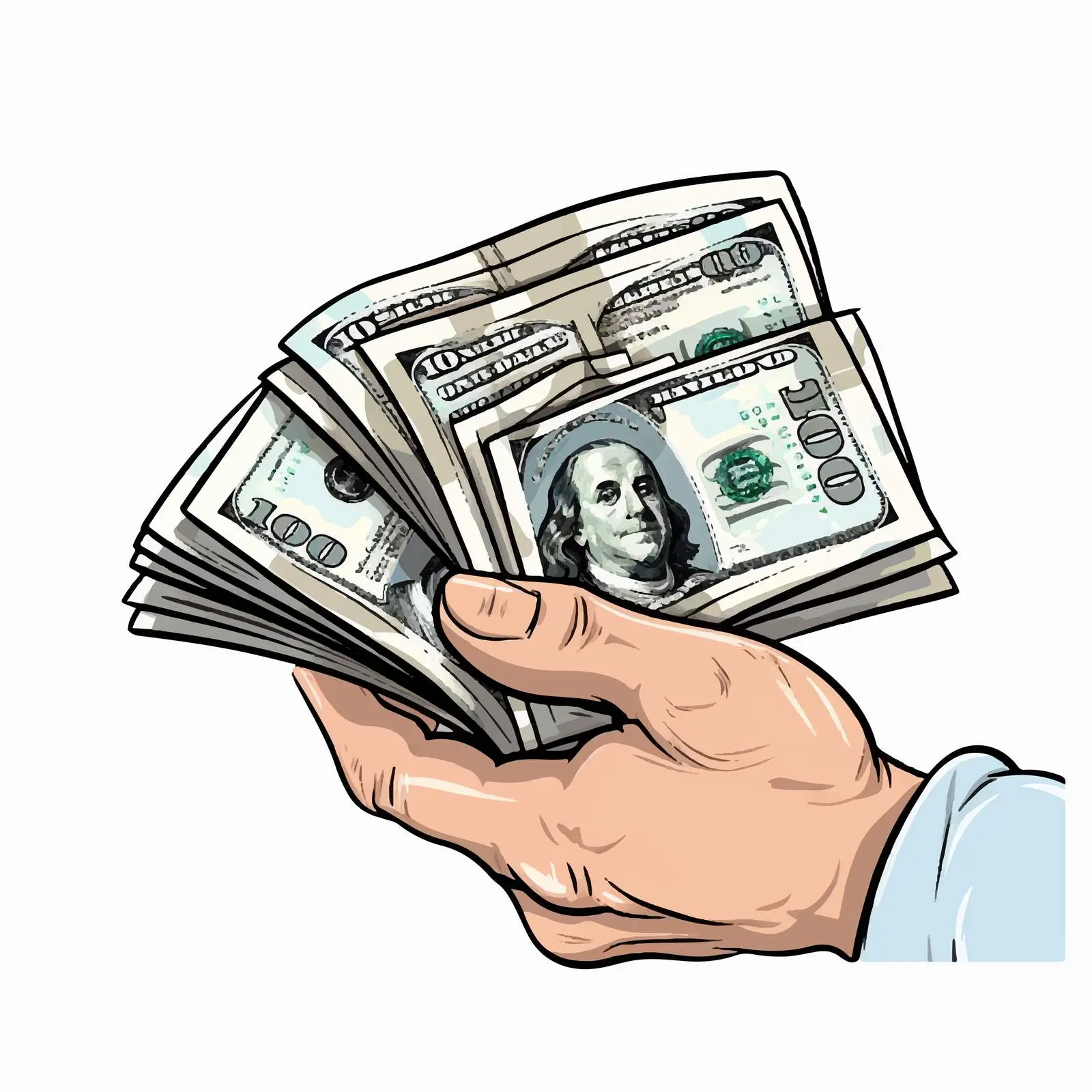 Cartoon Dollar Bills Hand Icon Vector Illustration — free download from Dotvec