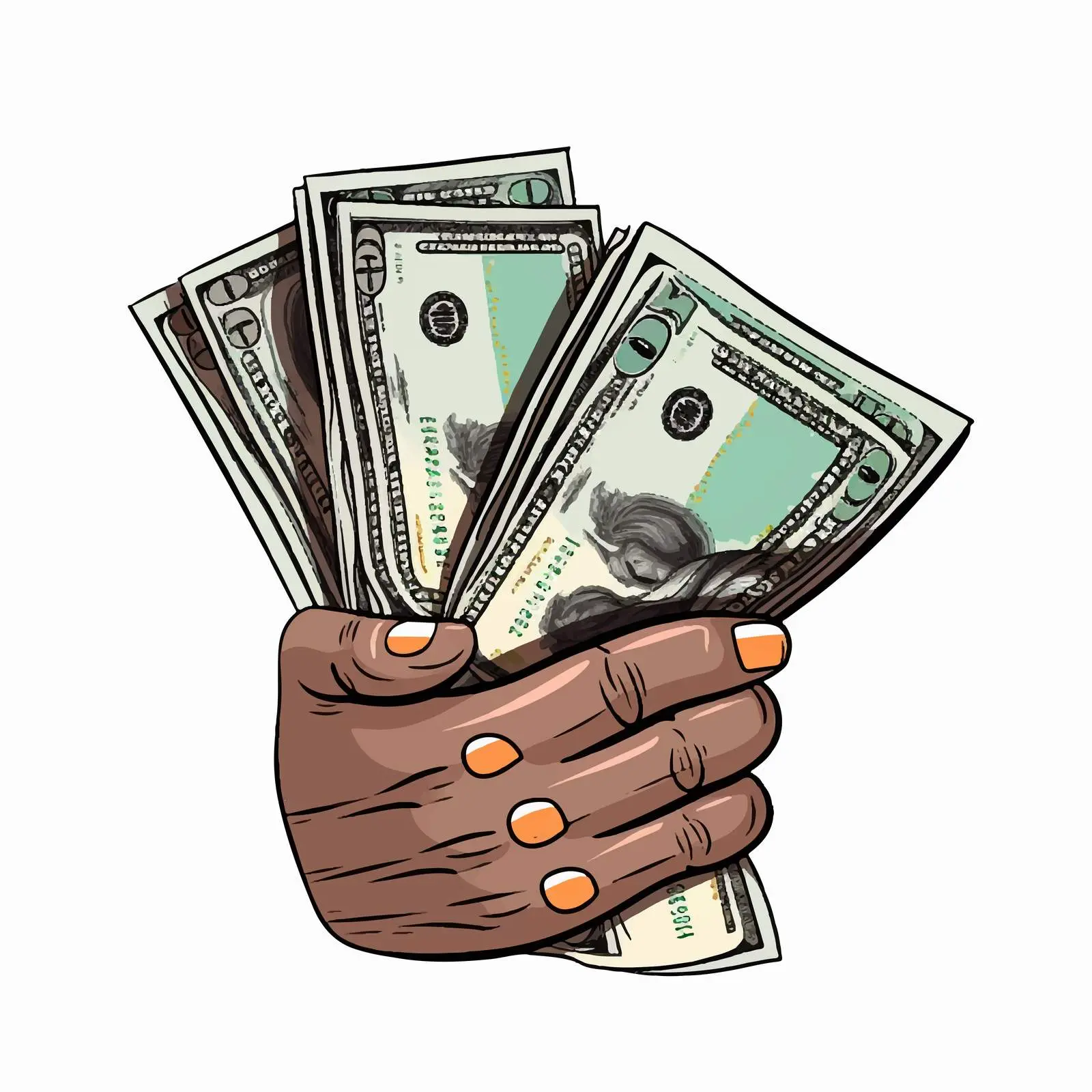 Cartoon Hand Holding Dollar Bills Vector Illustration — free download from Dotvec