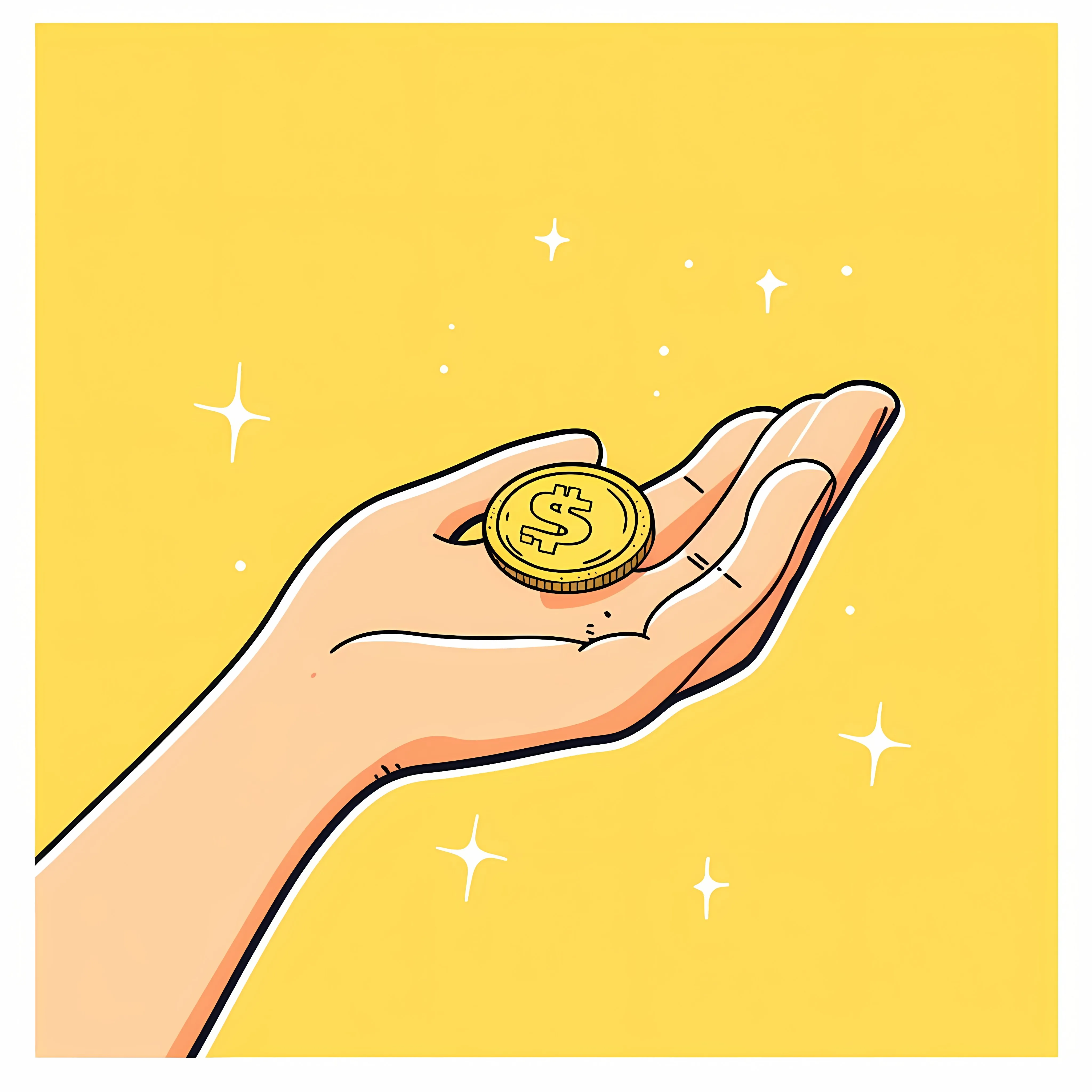 Cartoon Hand Holding Coin Vector Illustration — free download from Dotvec