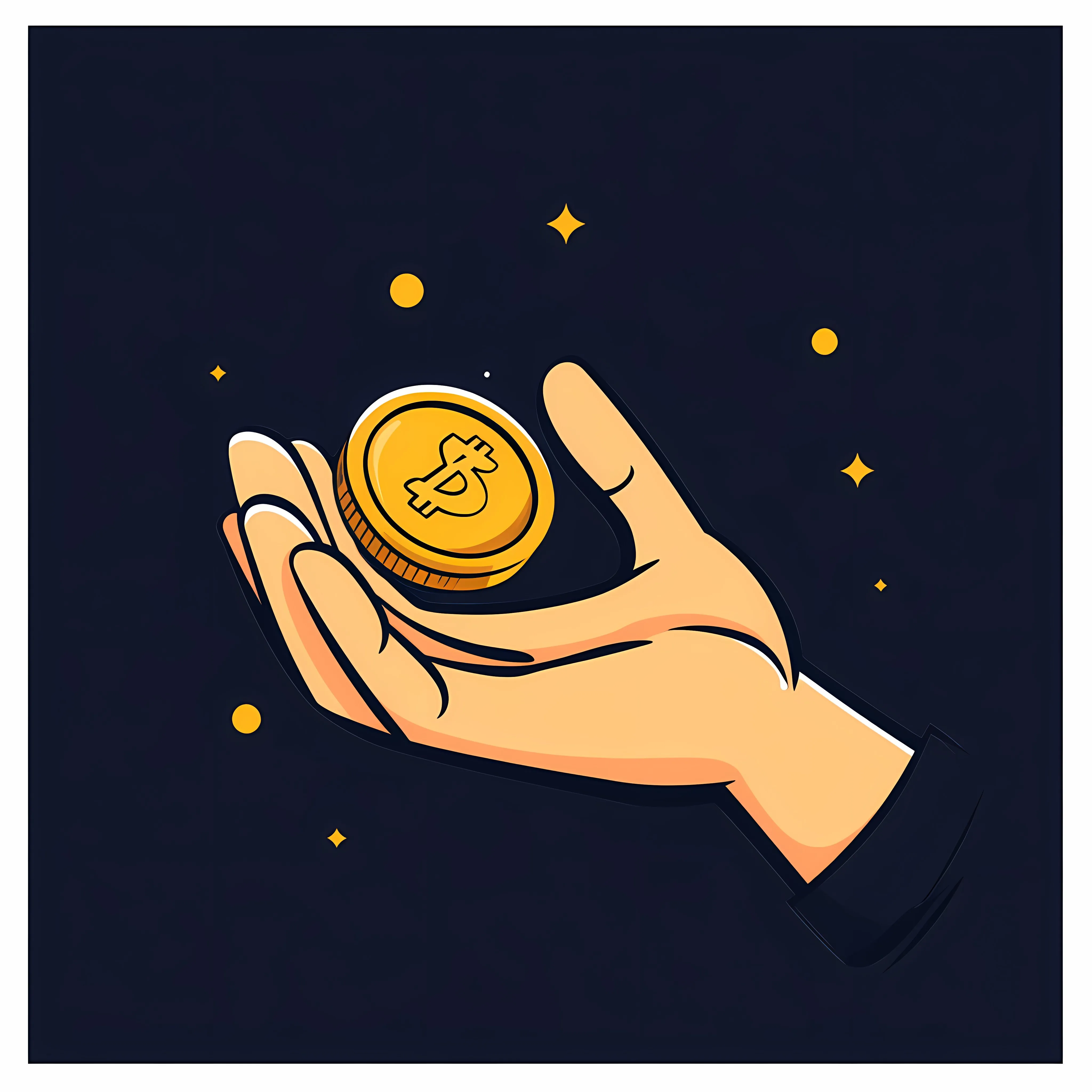 Cartoon Hand Holding Coin Vector Illustration — free download from Dotvec