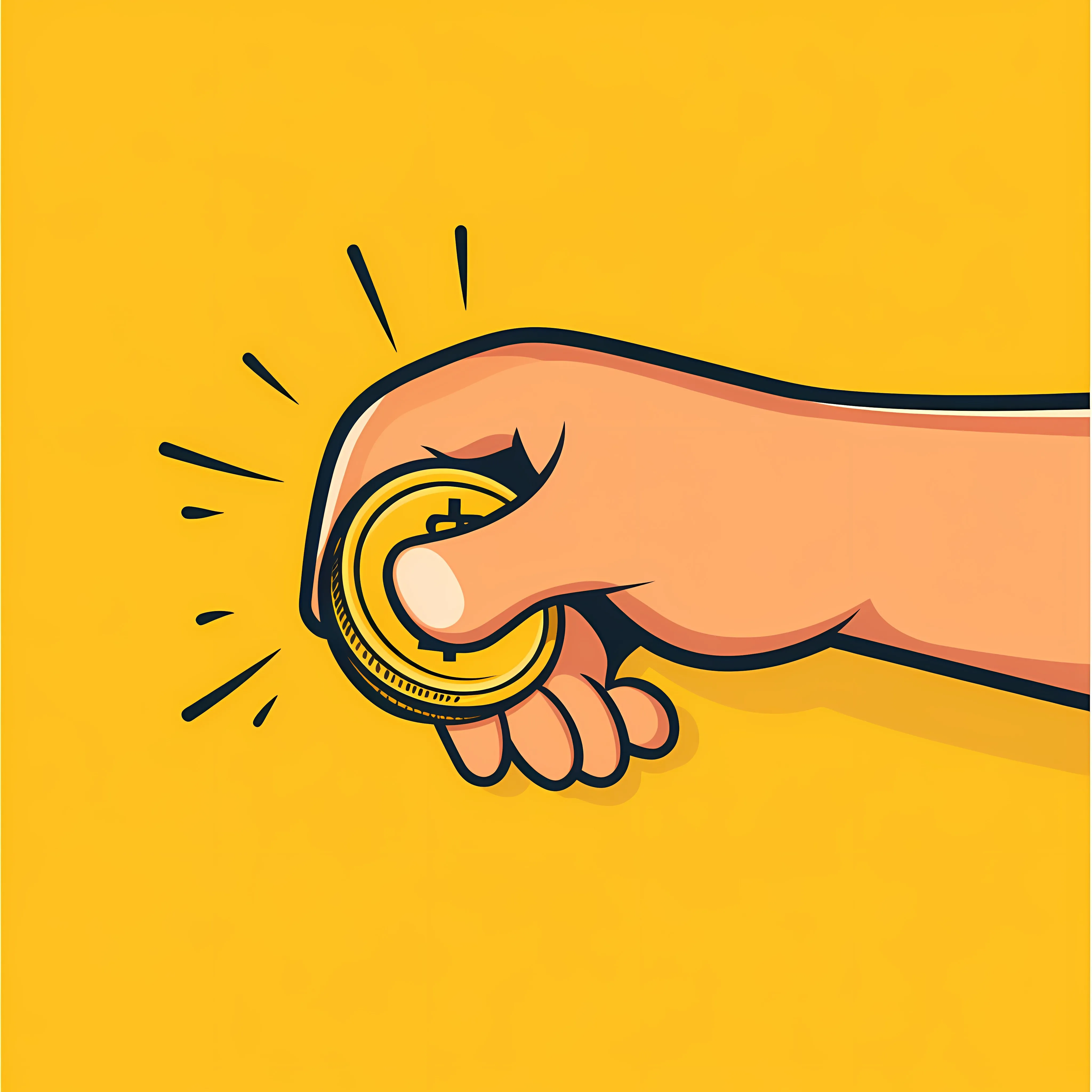 Cartoon Hand Holding Coin Flat Vector Illustration – free financial graphic image from Dotvec