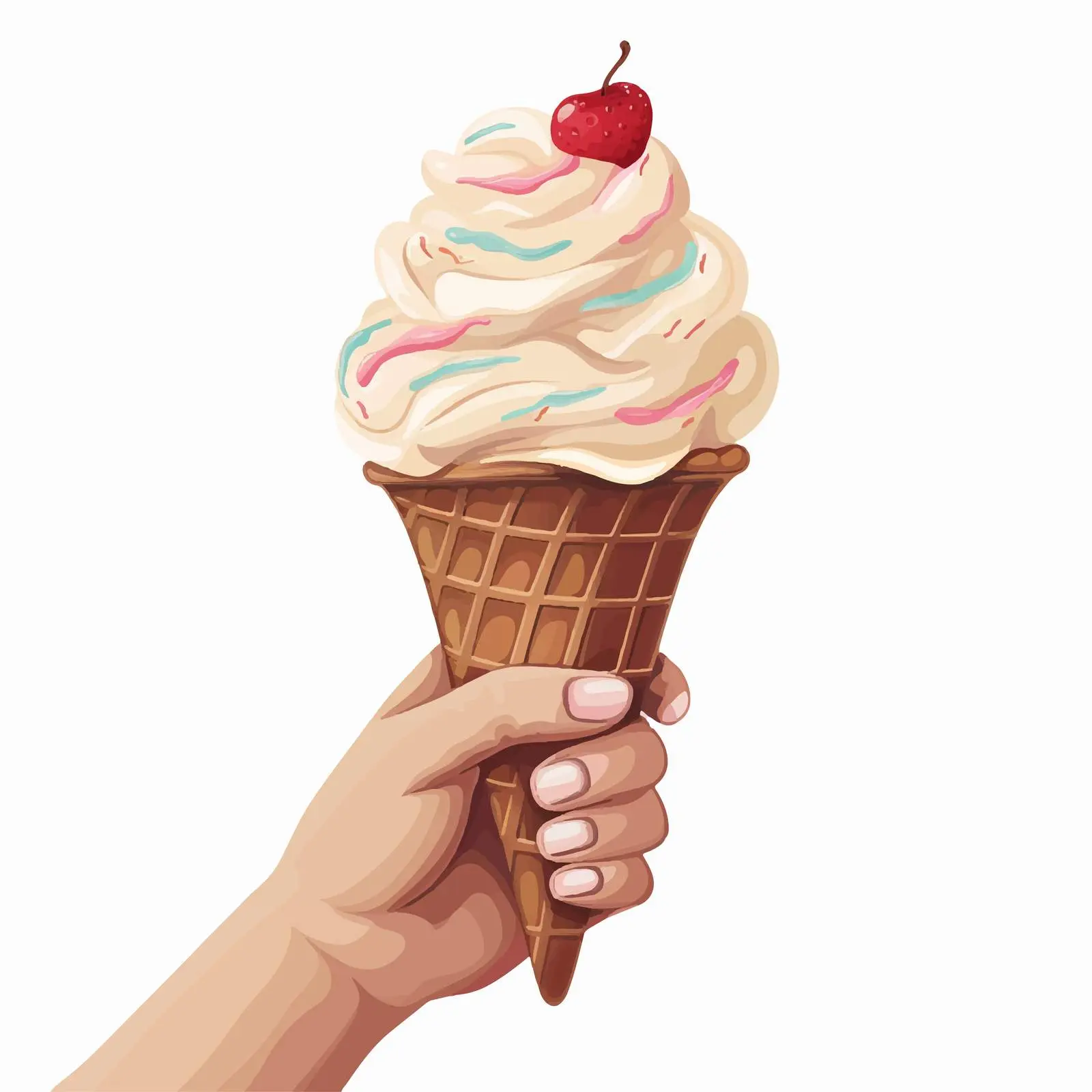 Cartoon Hand with Ice Cream Cone Vector – free creamy image from Dotvec