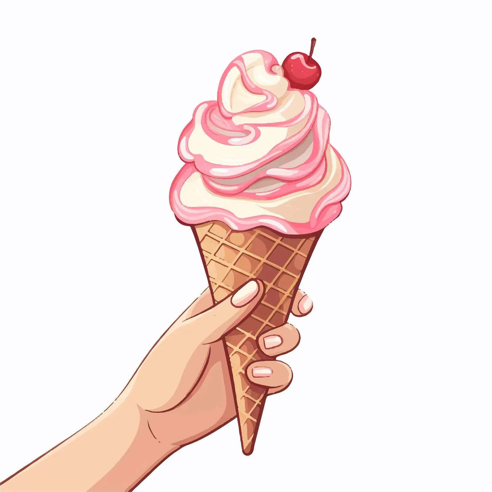 Cartoon Ice Cream Cone in Hand Illustration — free download from Dotvec