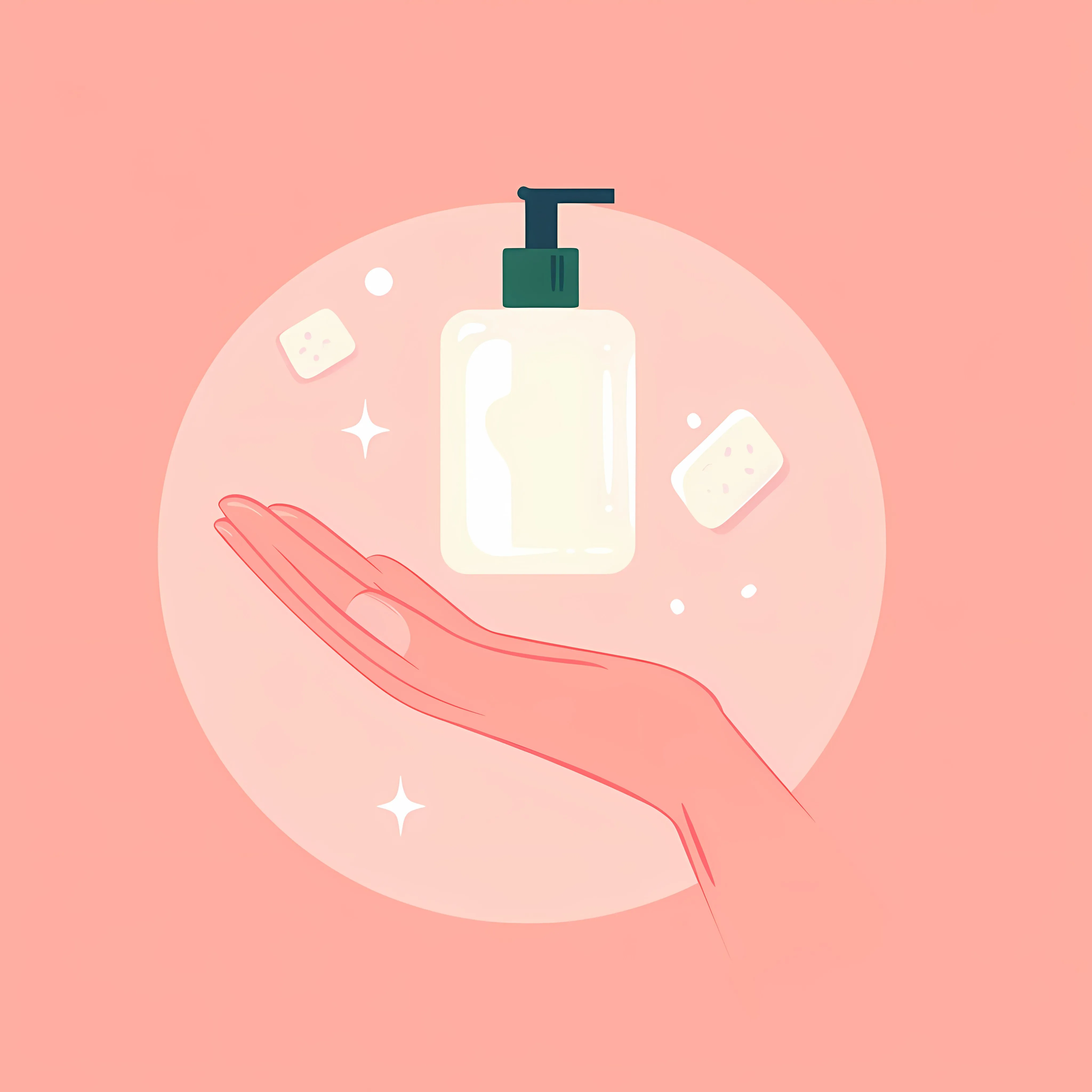 Hand Holding Disinfectant and Soap Illustration — free download from Dotvec