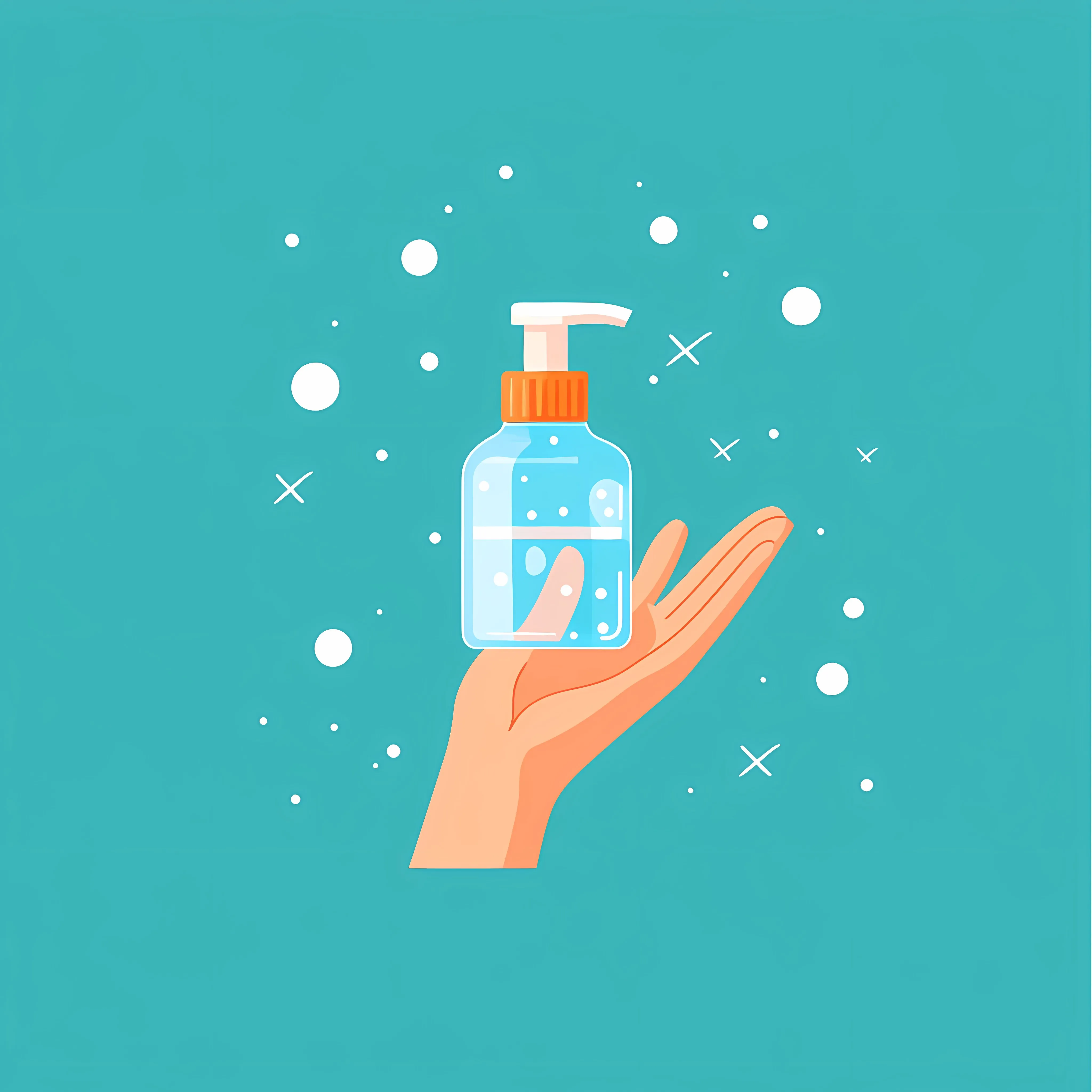 Hand with Disinfectant and Soap Illustration — free download from Dotvec