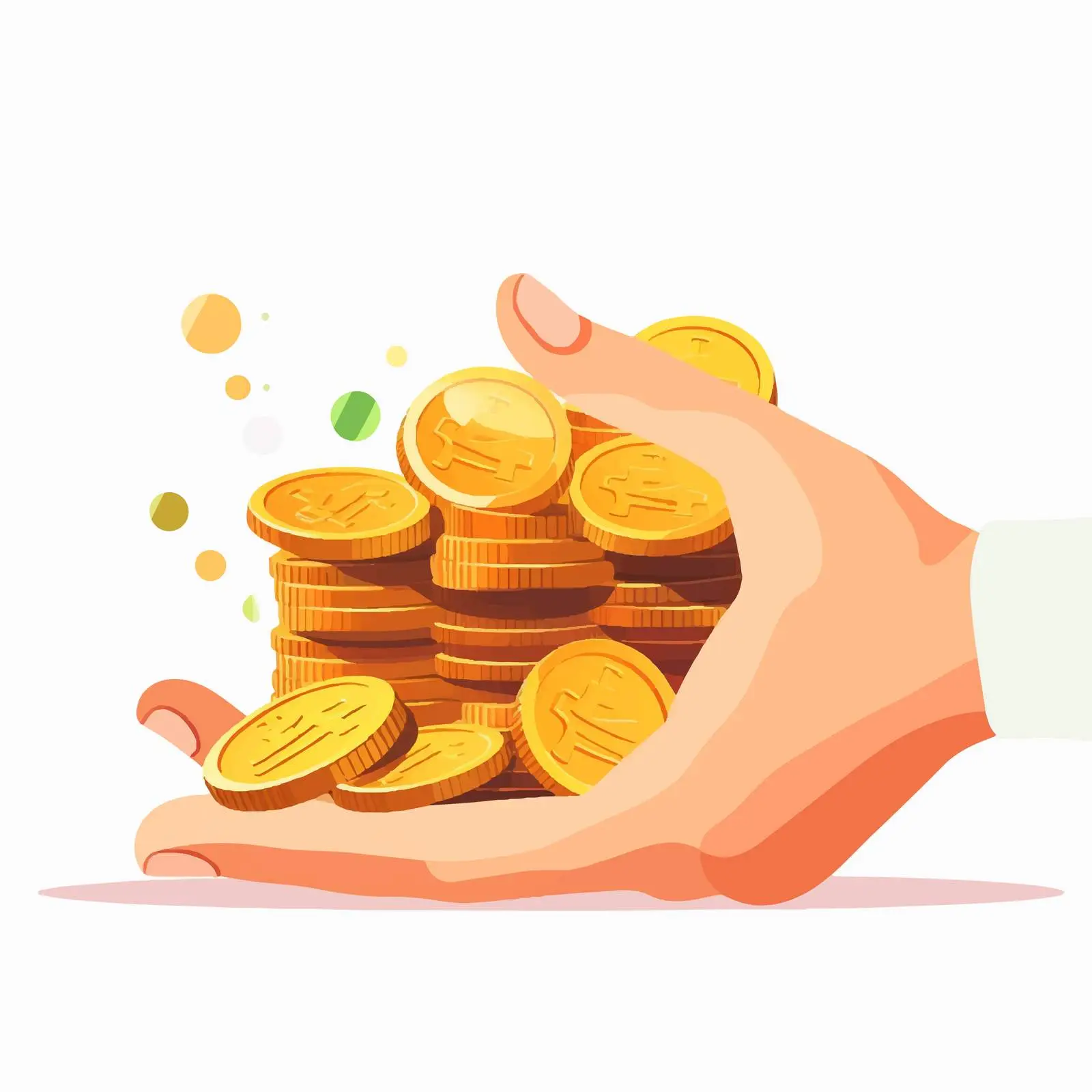 Hand Holding Gold Coins for Wealth Concept — free download from Dotvec