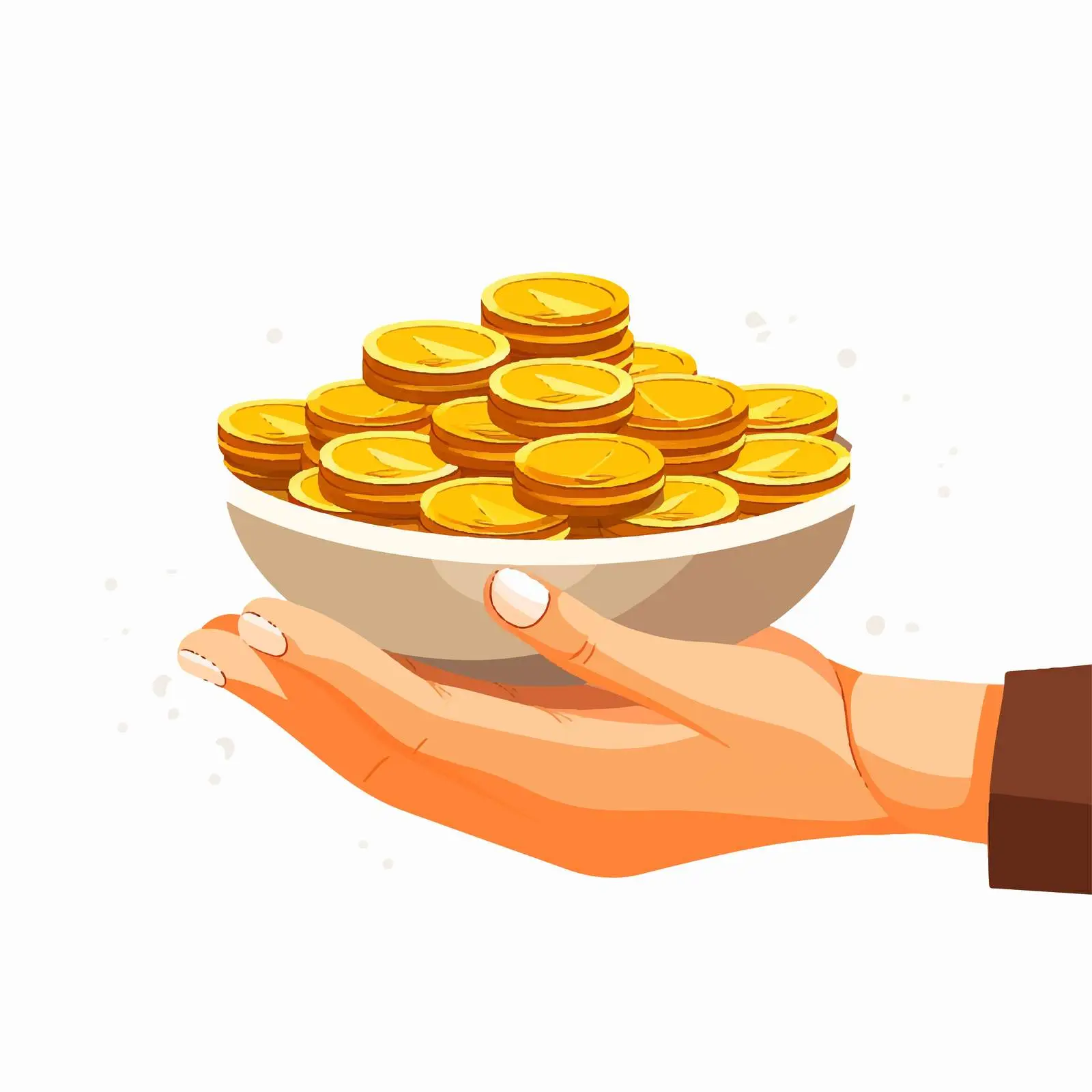Hand Holding Gold Coins Concept of Wealth — free download from Dotvec