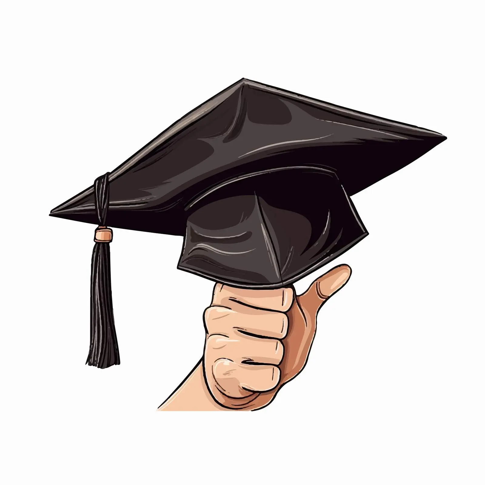 Cartoon Graduation Hand with Hat Vector Illustration — free download from Dotvec