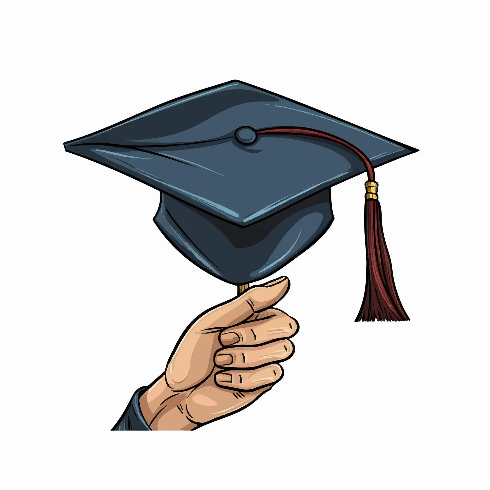Cartoon Graduation Hand with Hat Vector Illustration — free download from Dotvec