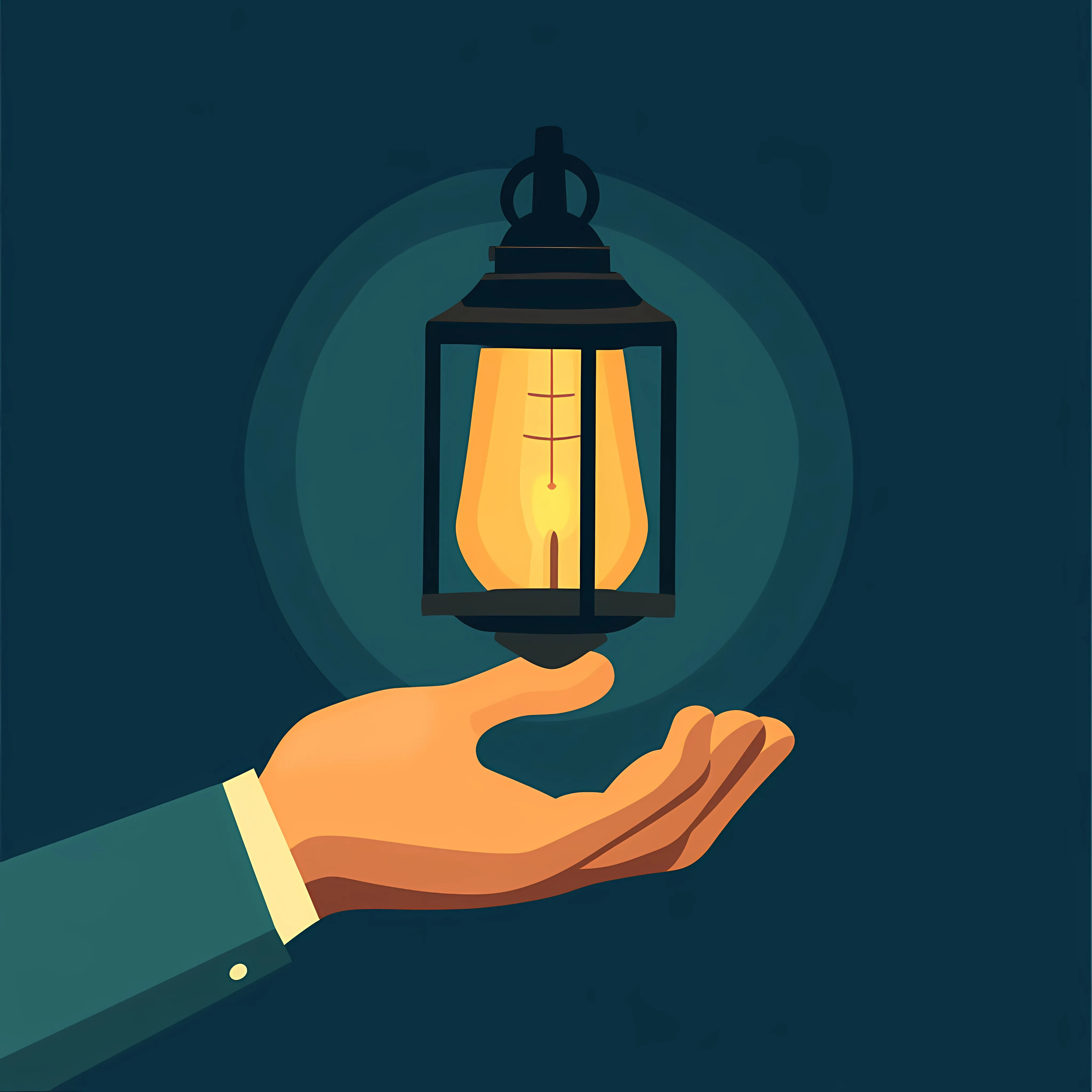 Cartoon Hand Holding Lamp Flat Vector Illustration — free download from Dotvec