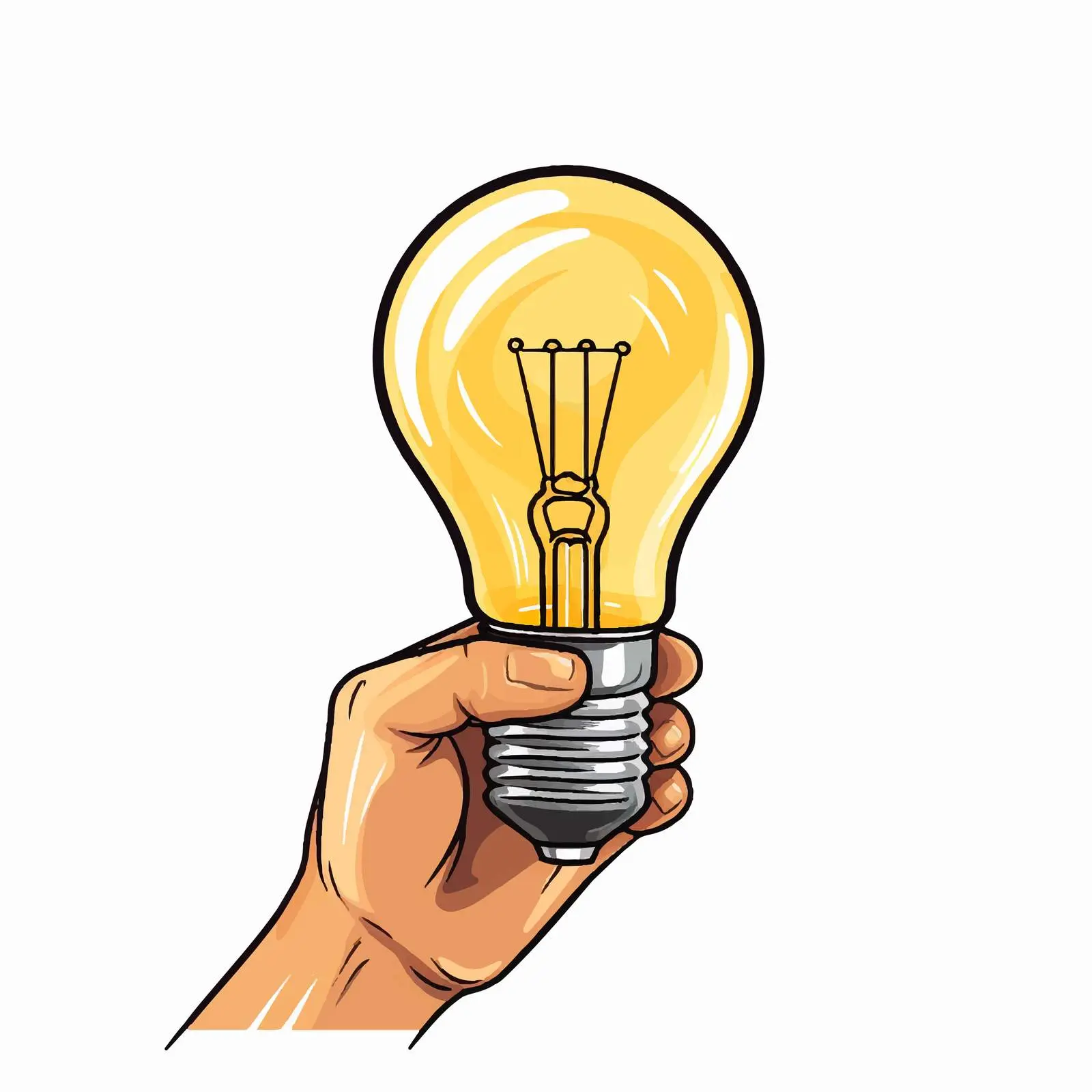 Hand Holding Light Bulb Idea Icon Illustration — free download from Dotvec
