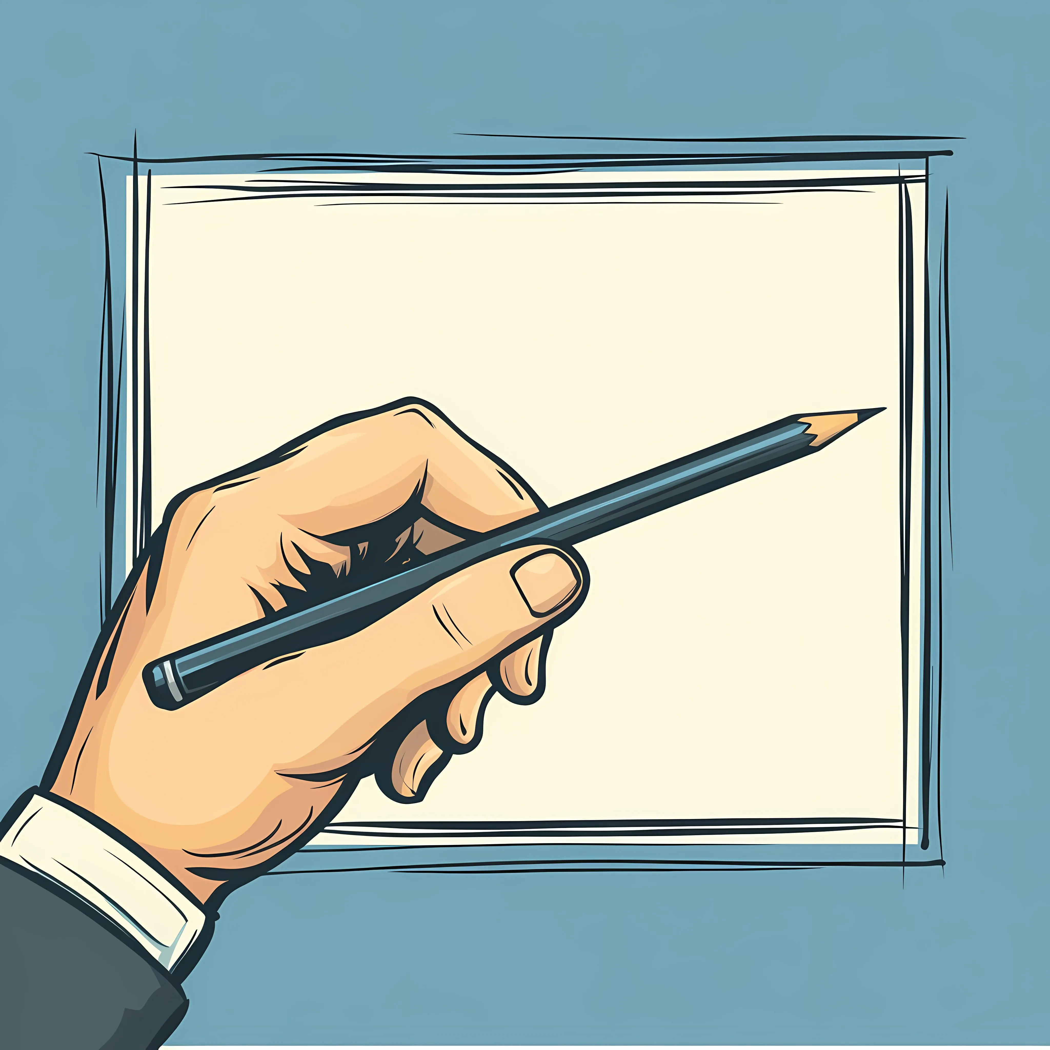 Cartoon Illustration of Hand Holding Pencil — free download from Dotvec