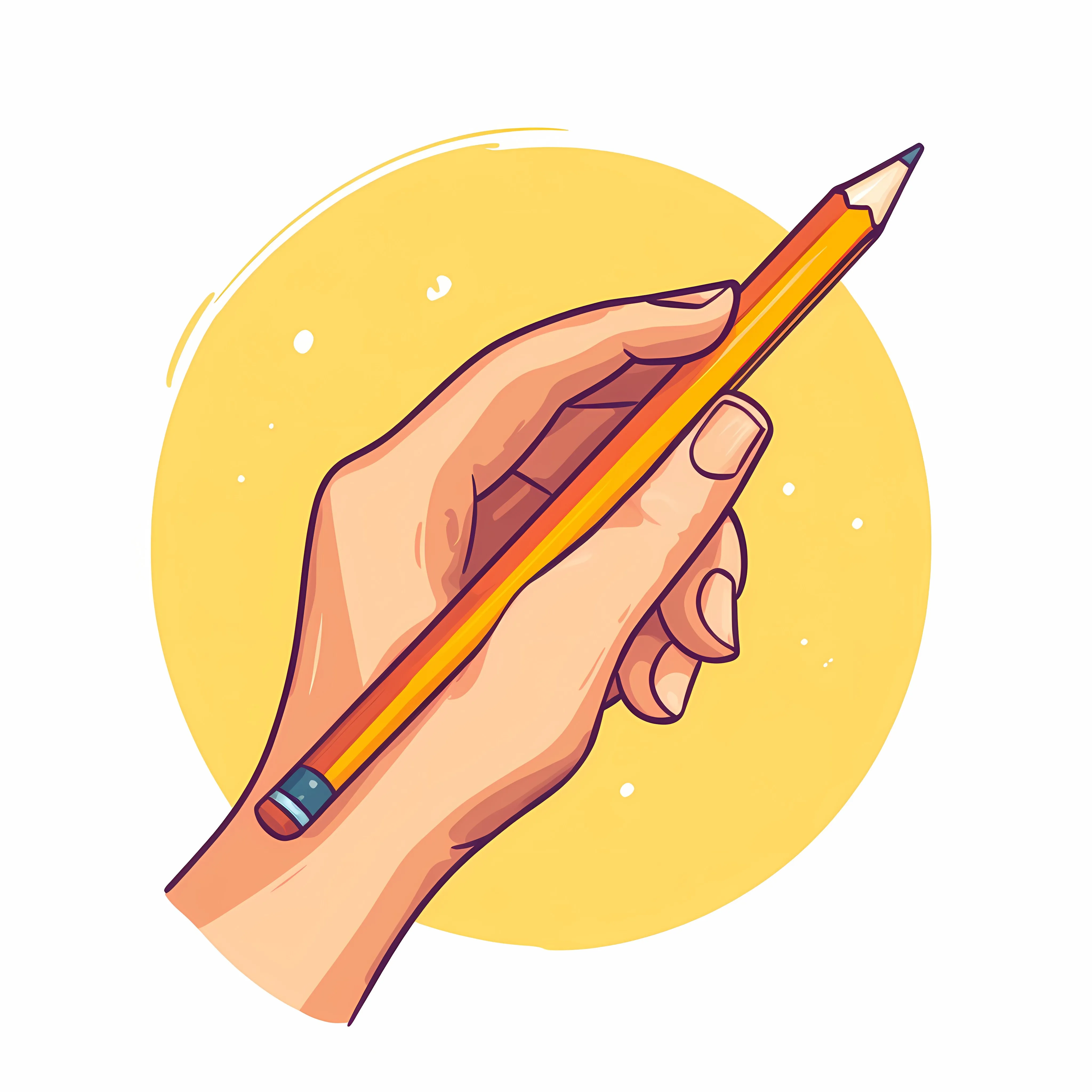 Cartoon Hand with Pencil Flat Vector Illustration — free download from Dotvec