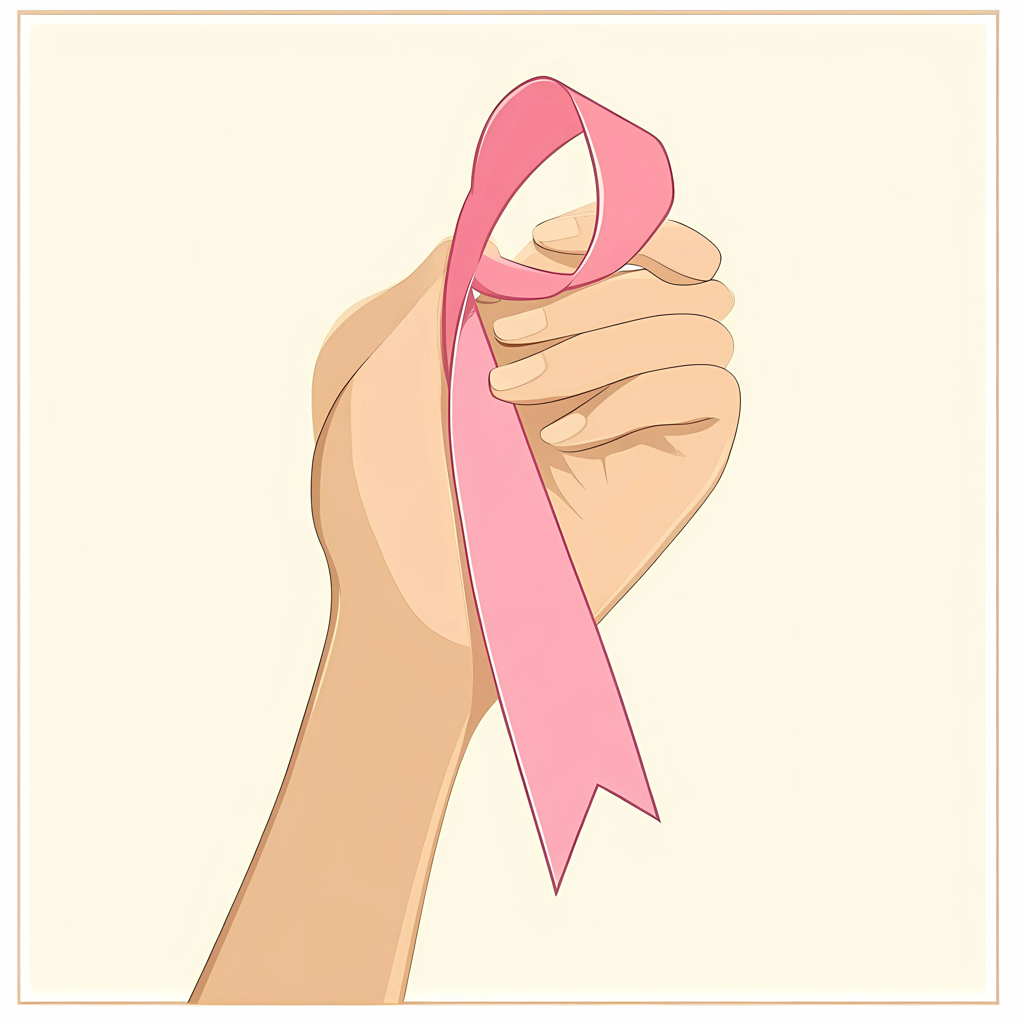 Hand with Pink Ribbon Breast Cancer Awareness Illustration – free pink ribbon image from Dotvec