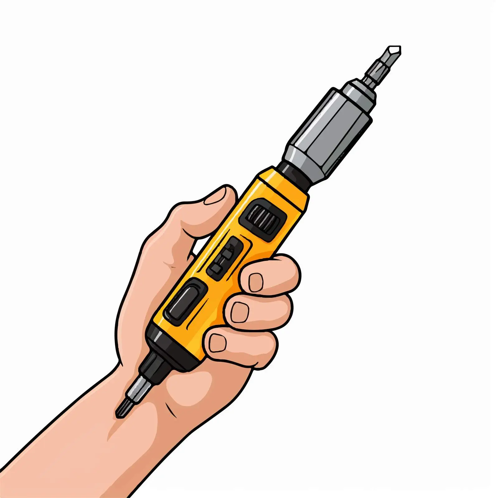 Cartoon Hand Holding Screwdriver Vector Illustration – free screwdriver image from Dotvec