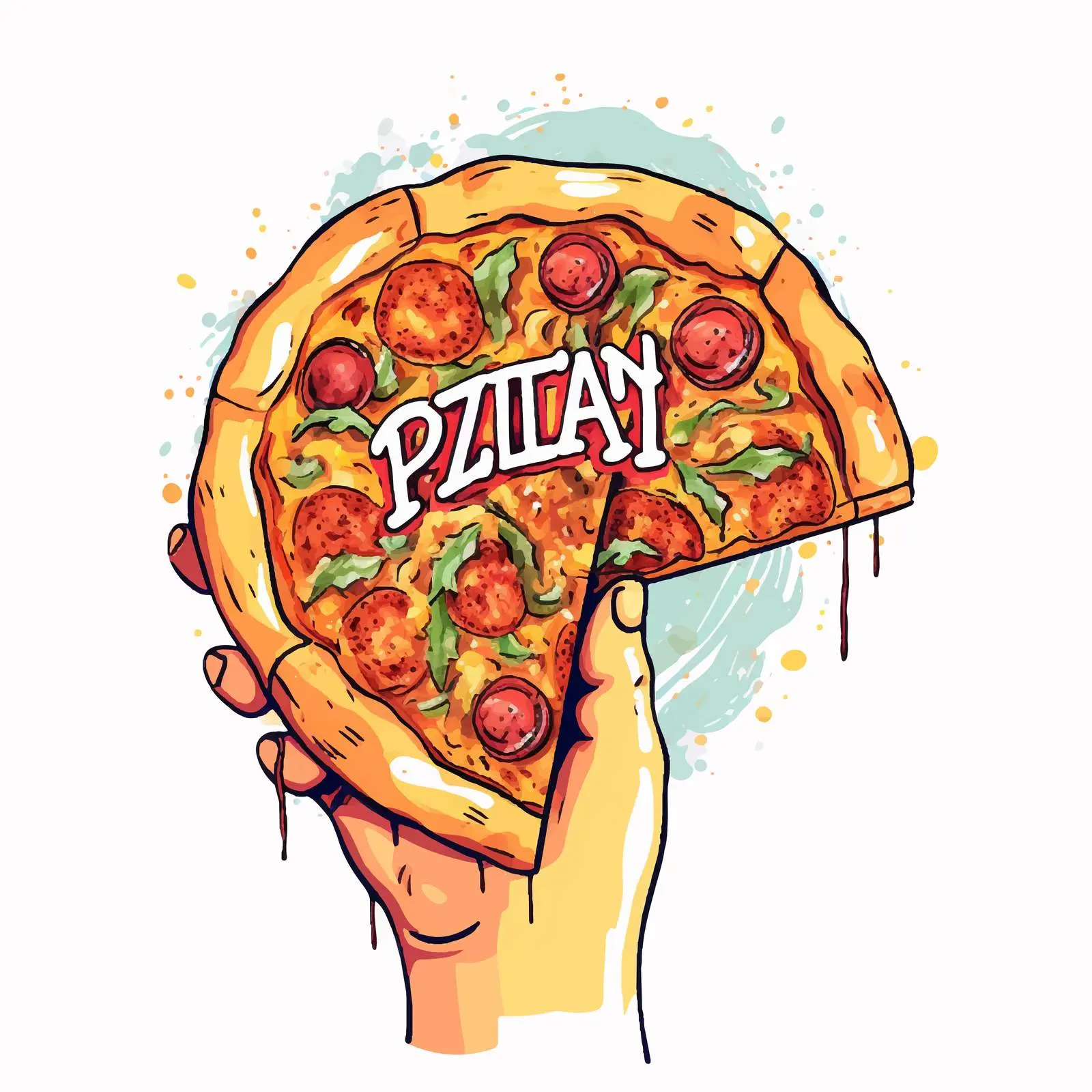 Trendy Manicure Pizza Art Watercolor Vector — free download from Dotvec