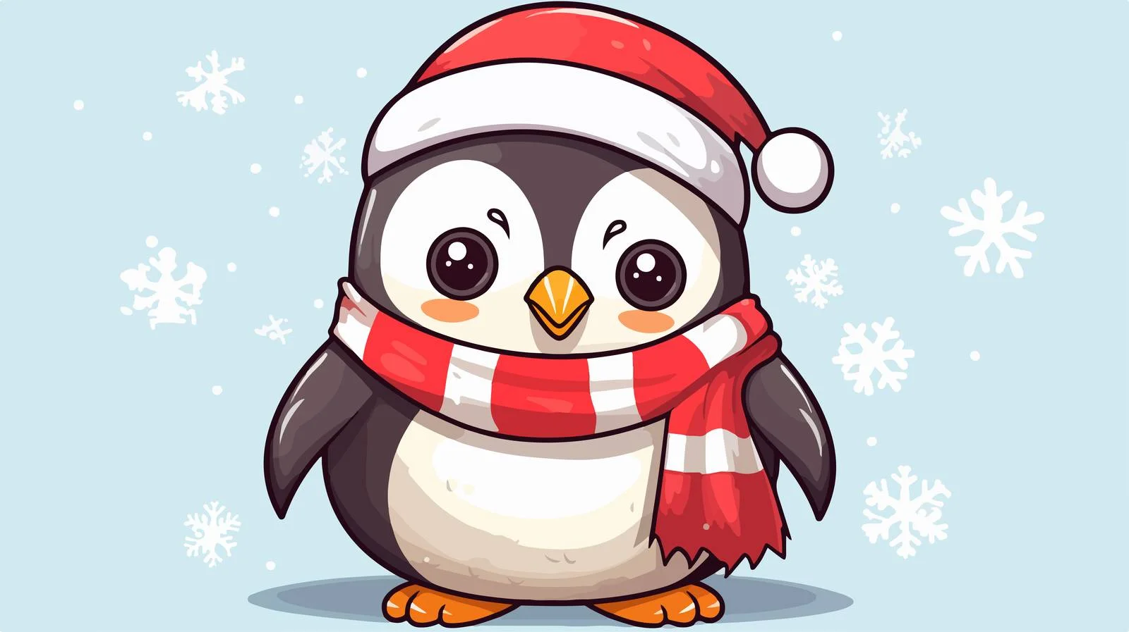 Hand-Drawn Christmas Penguin Cartoon — free download from Dotvec