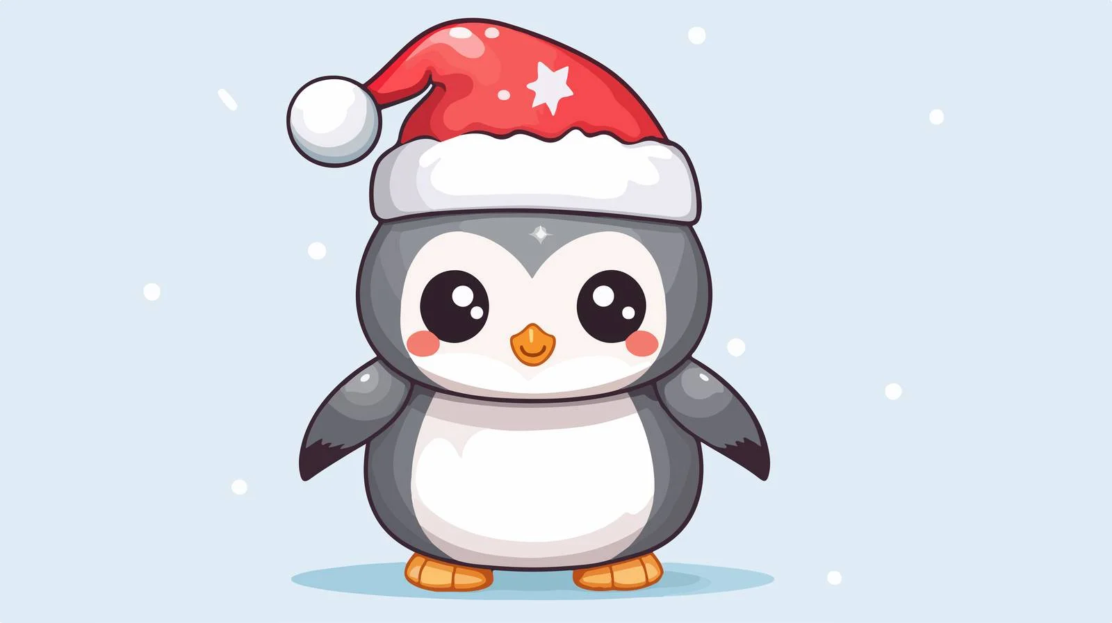 Kawaii Christmas Penguin Cartoon Drawing — free download from Dotvec