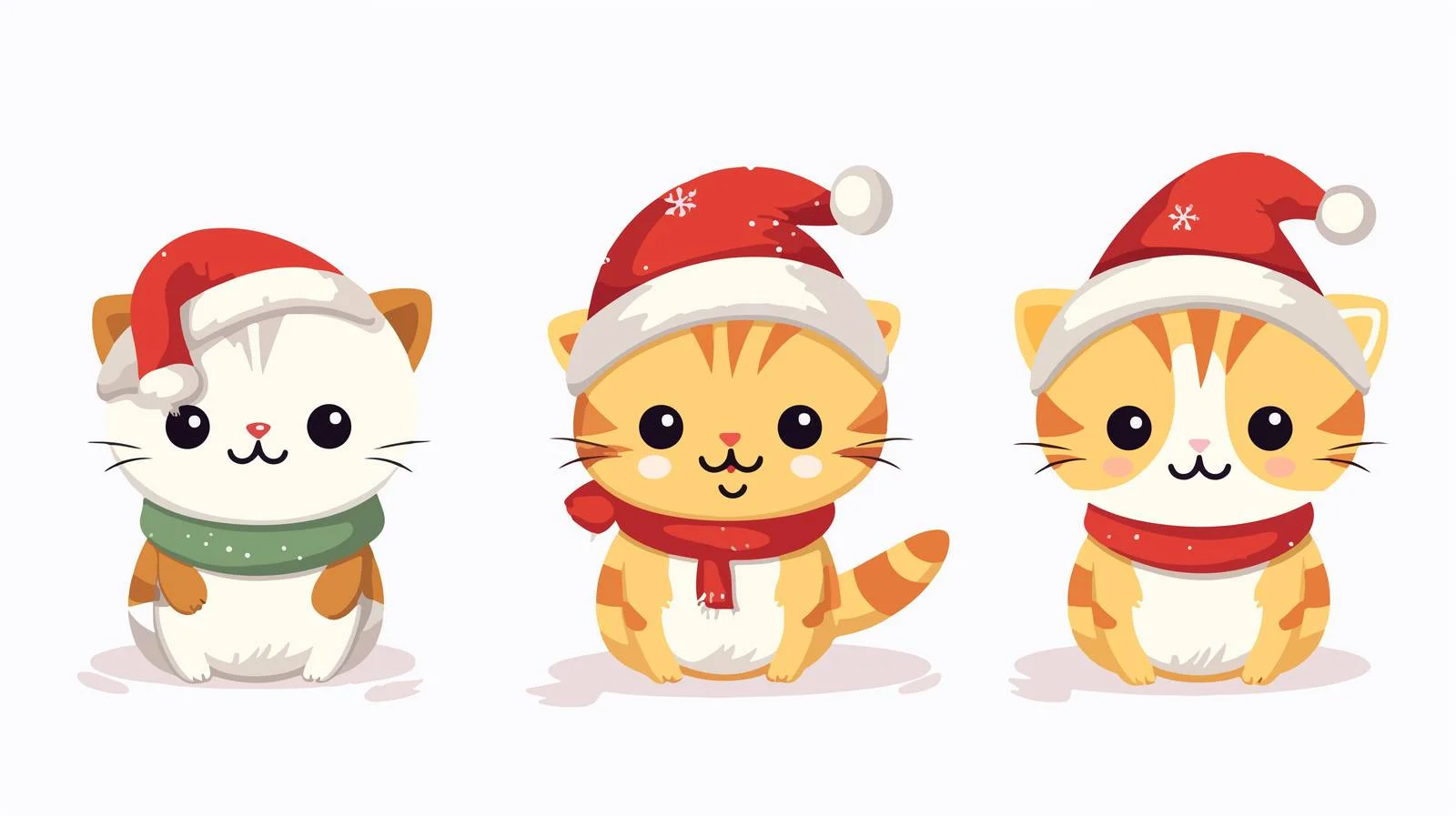 Christmas Kawaii Cat Cartoon Illustration — free download from Dotvec