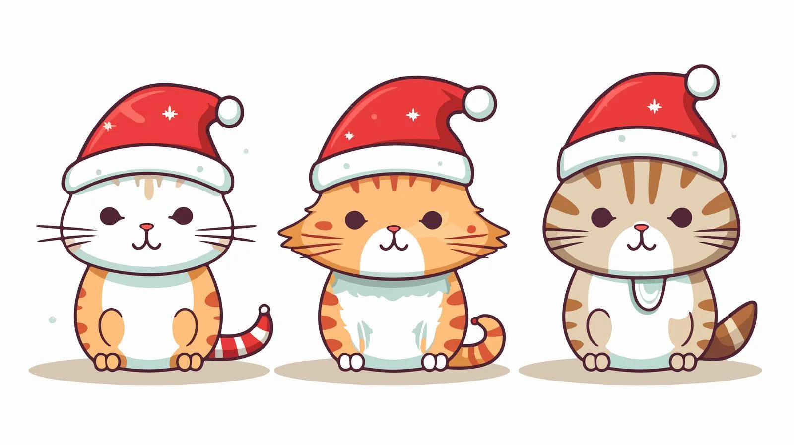 Kawaii Christmas Cartoon Cat Drawing — free download from Dotvec