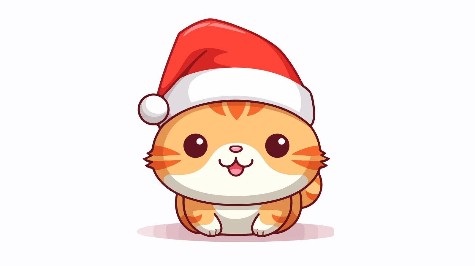 Hand-Drawn Christmas Kawaii Cat Cartoon — free download from Dotvec