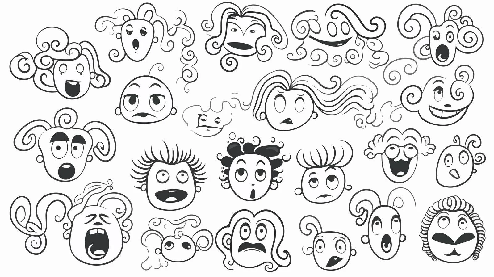 Whimsical Cartoon Expression Movement Illustration — free download from Dotvec