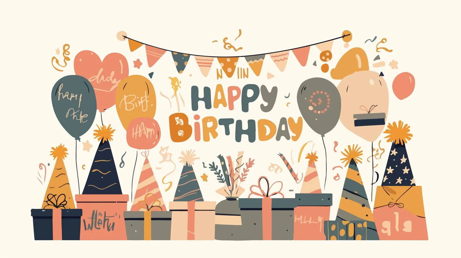 Elegant Hand-Drawn Birthday Decoration Design — free download from Dotvec
