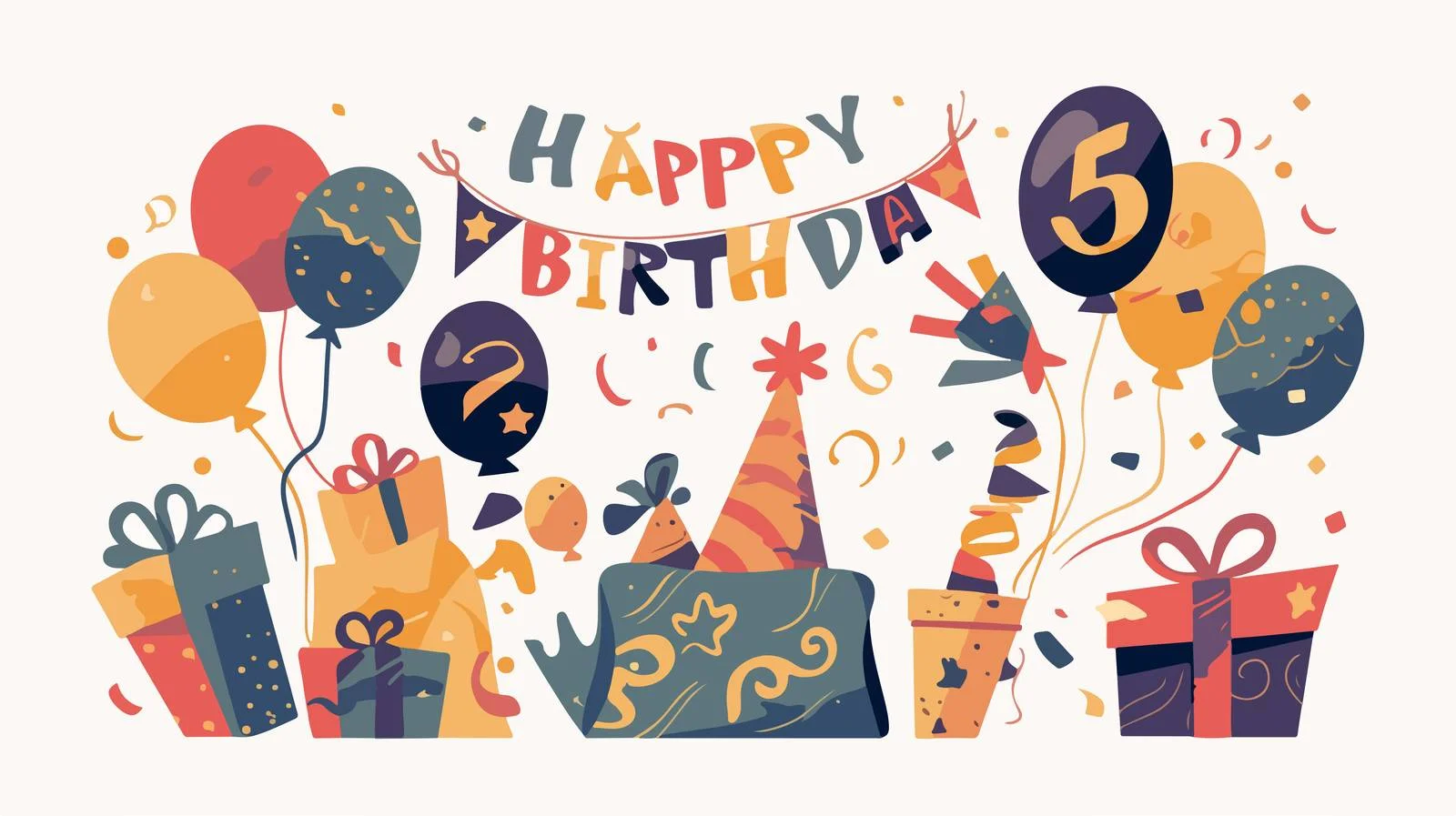 Elegant Hand-Drawn Happy Birthday Decoration — free download from Dotvec