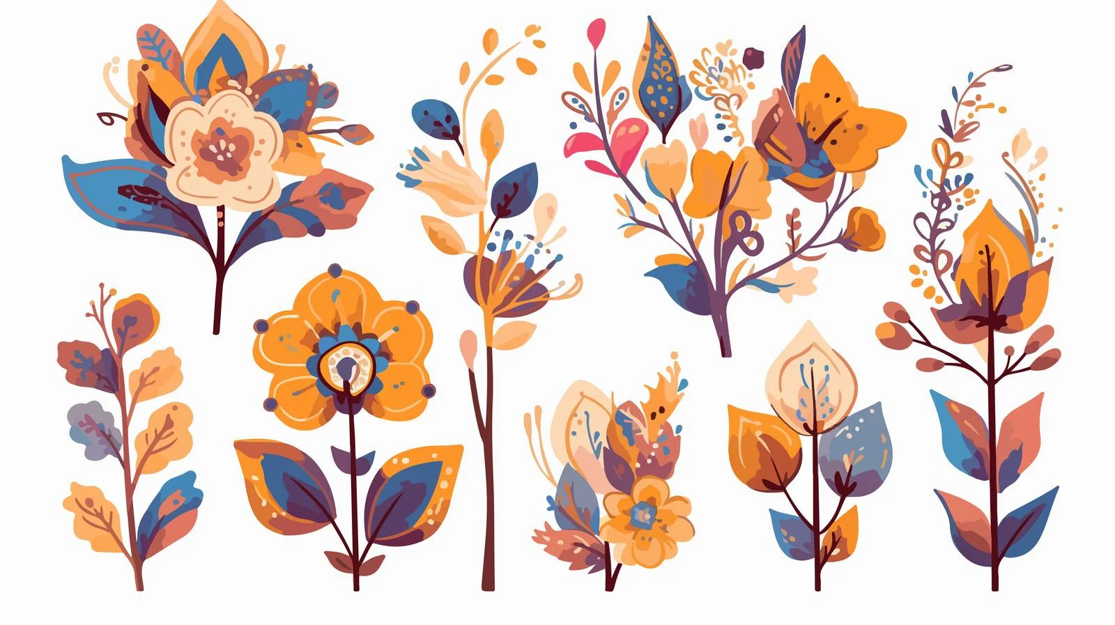 Variety of Hand-Drawn Henna Elements — free download from Dotvec