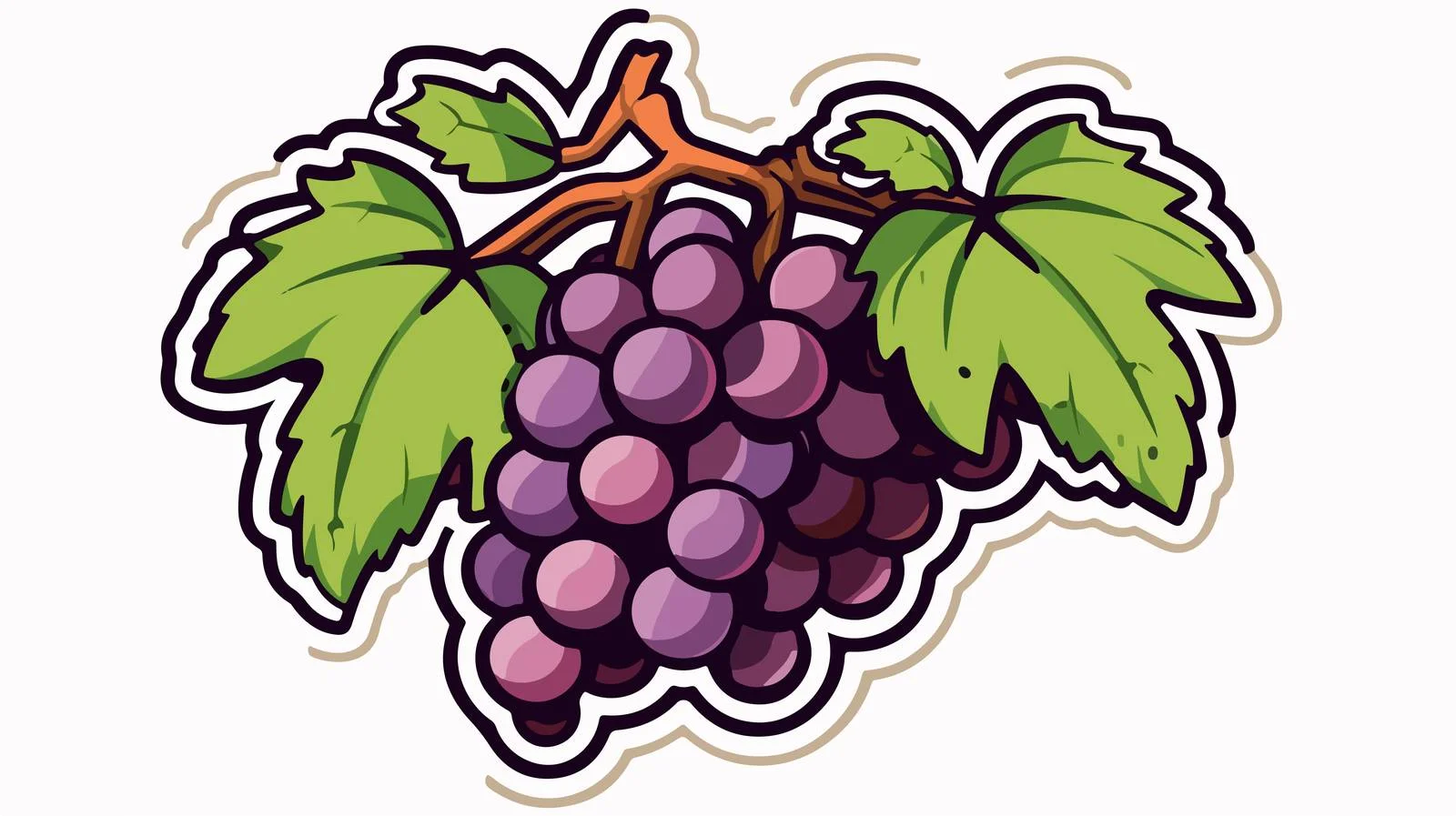 Hand-Drawn Cartoon Grapes Sticker — free download from Dotvec