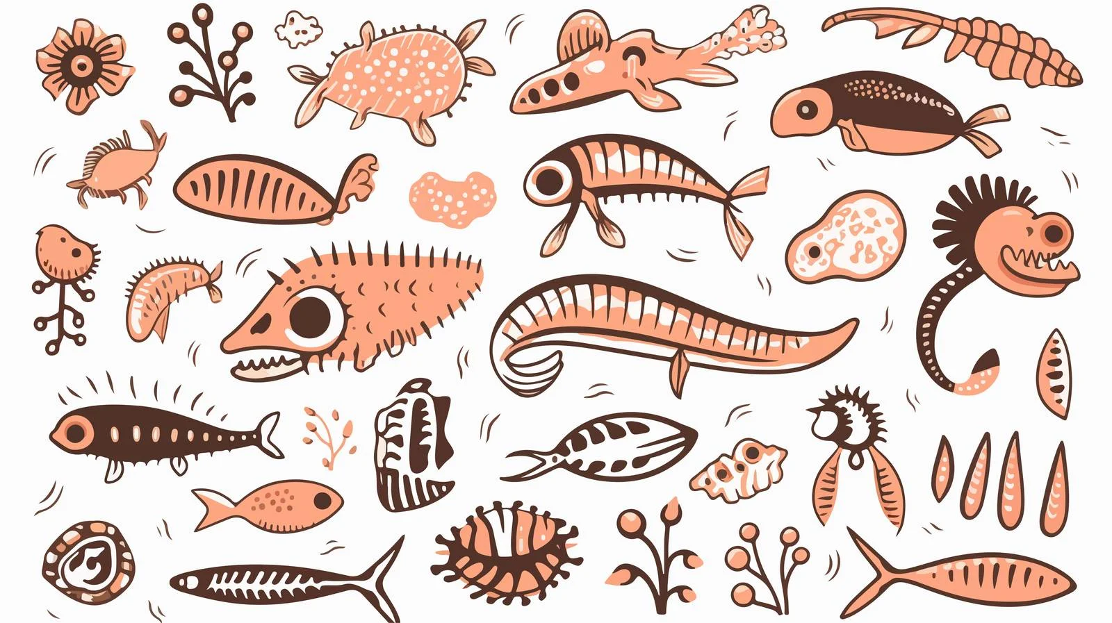 Ancient Fossil Doodle Cartoon Stock Image — free download from Dotvec