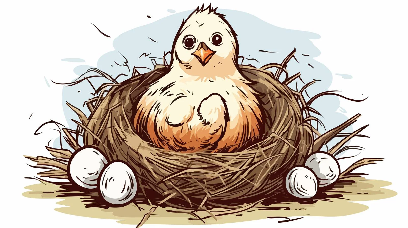 Whimsical Chicken on Nest Illustration — free download from Dotvec