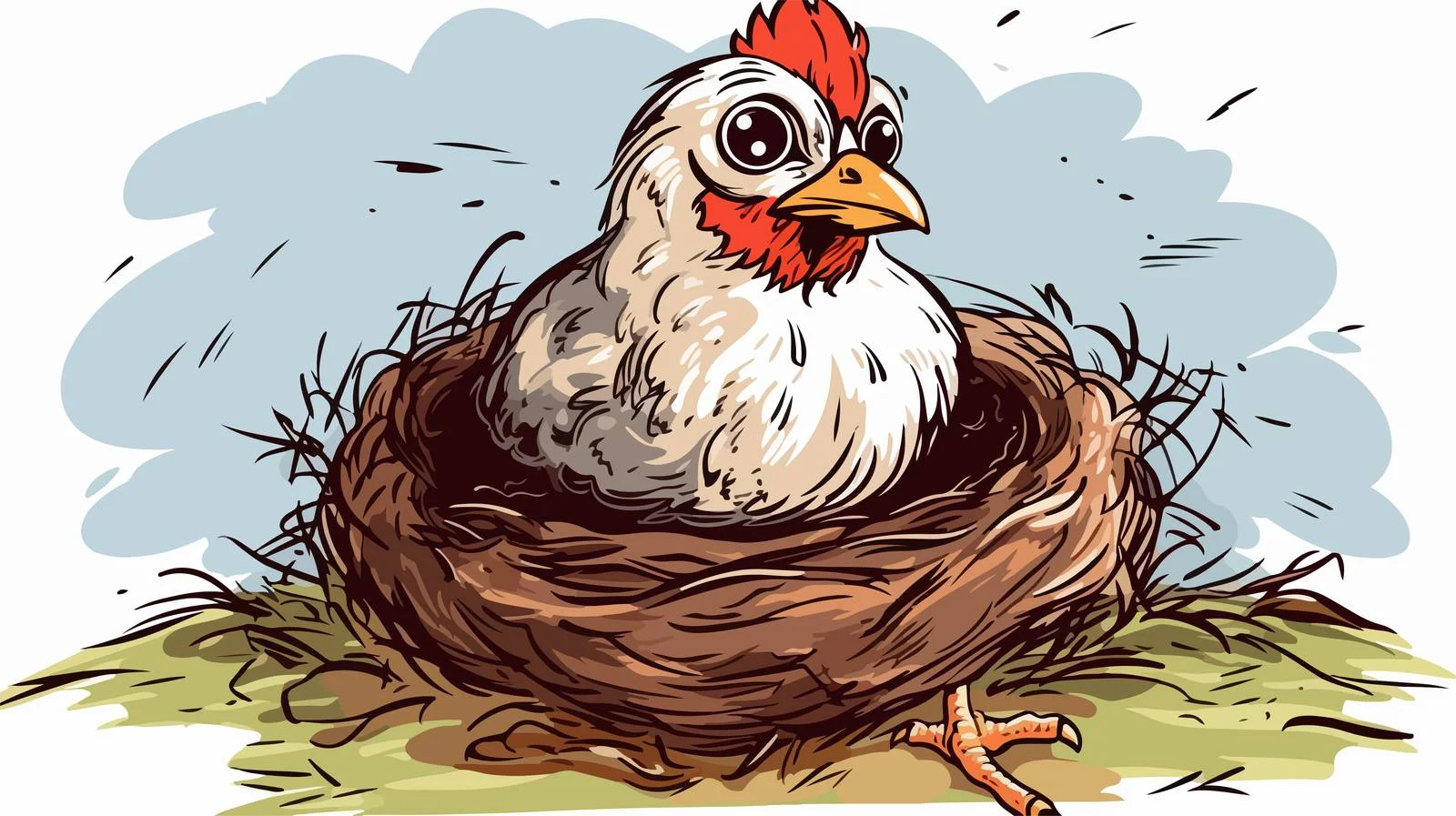 Quirky Chicken Nest Illustration — free download from Dotvec