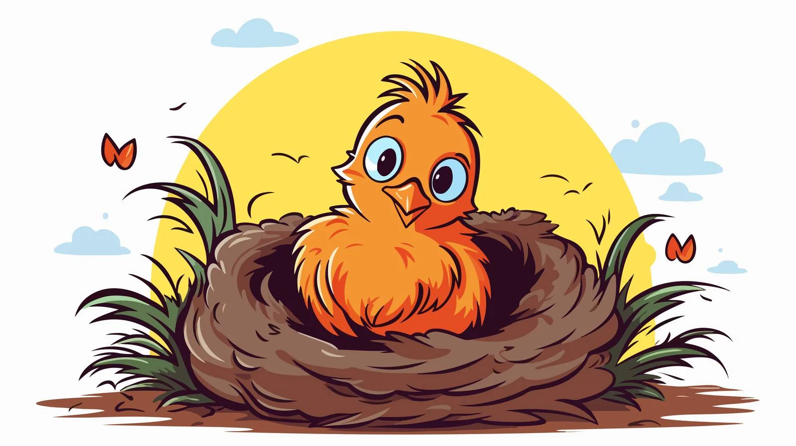 Quirky Chicken on Nest Cartoon — free download from Dotvec