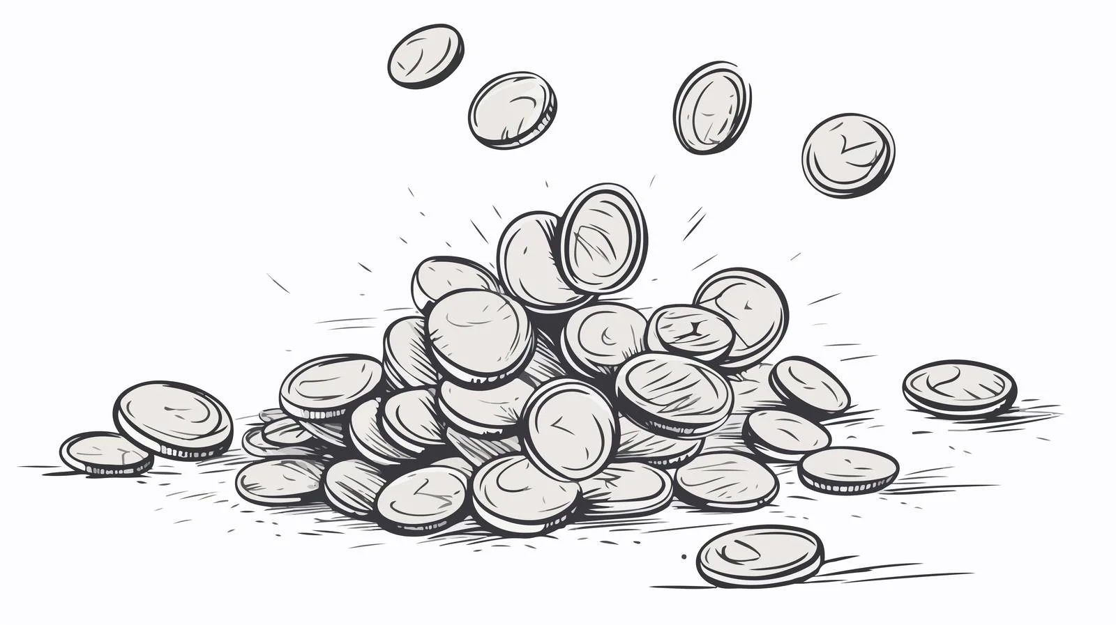Falling Coins Doodle Cartoon Stock Image — free download from Dotvec
