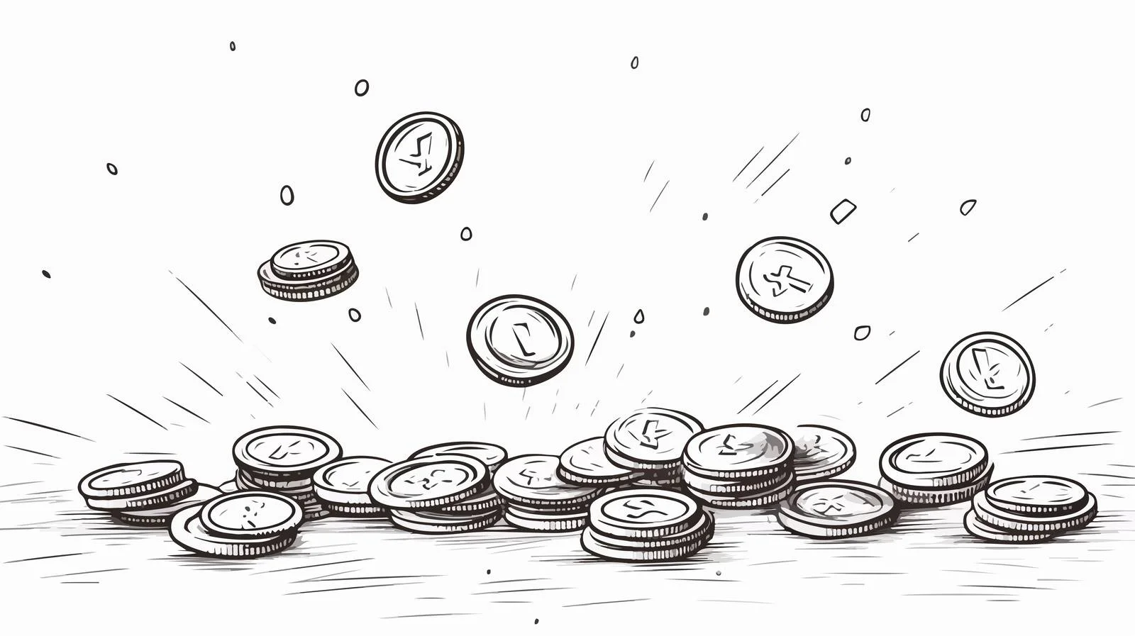 Falling Coins Doodle Cartoon Stock Image — free download from Dotvec