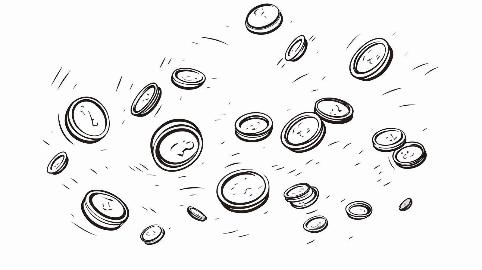 Falling Coins Doodle Cartoon Illustration — free download from Dotvec