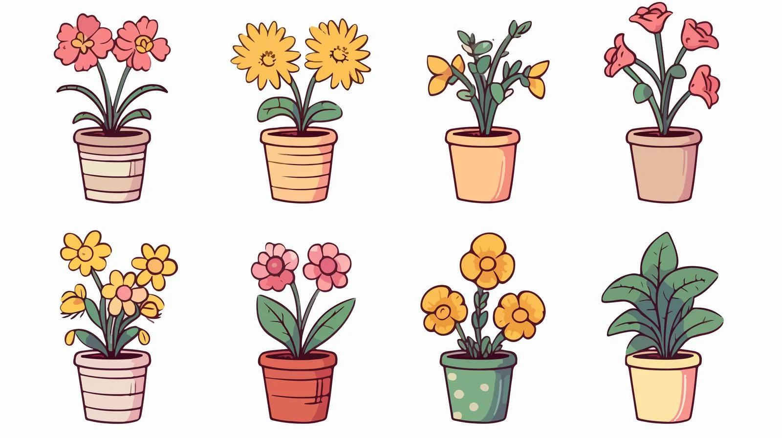 Whimsical Cartoon Flower in Pot Illustration — free download from Dotvec