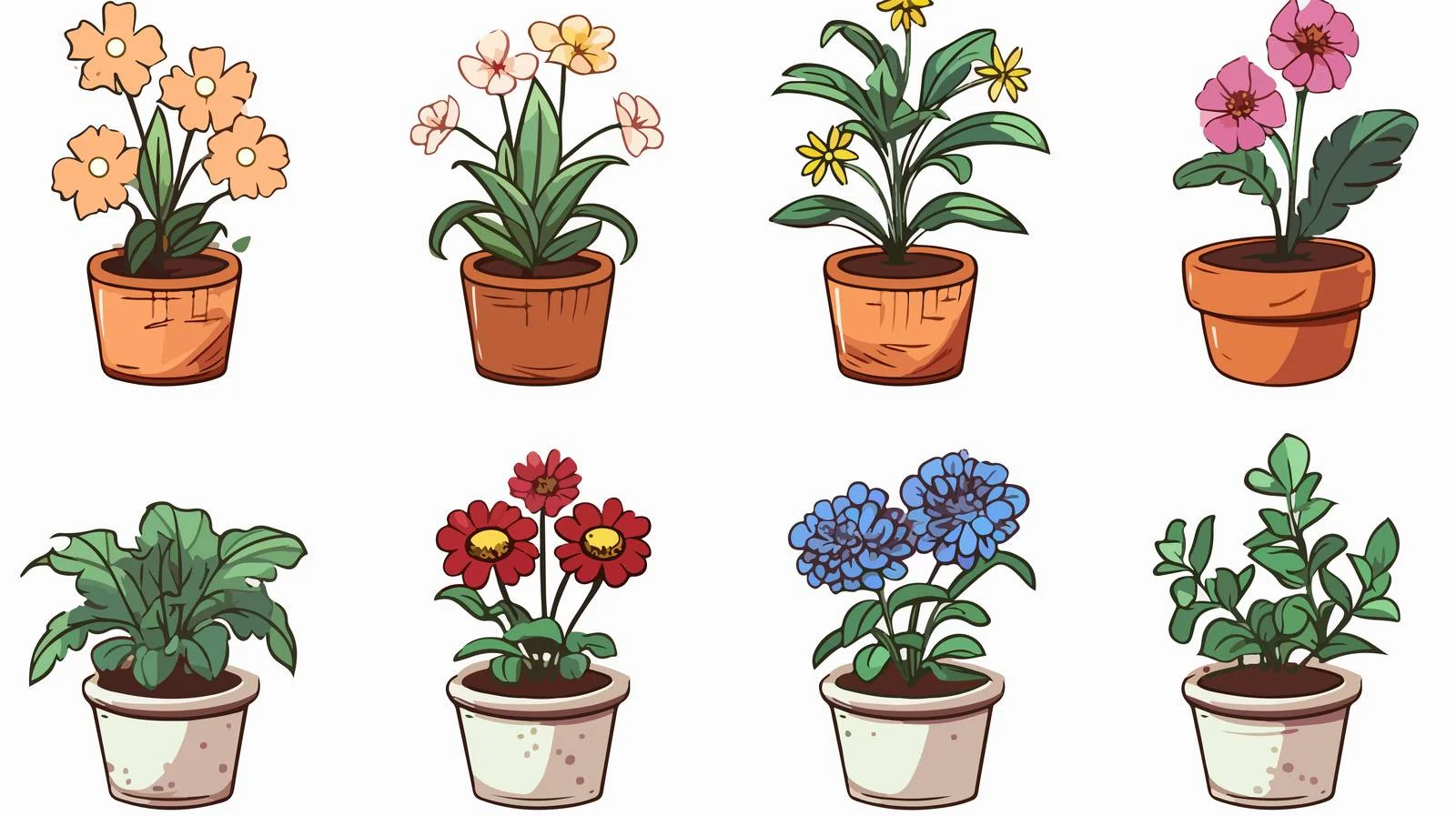 Charming Flower Pot Doodle Illustration — free download from Dotvec