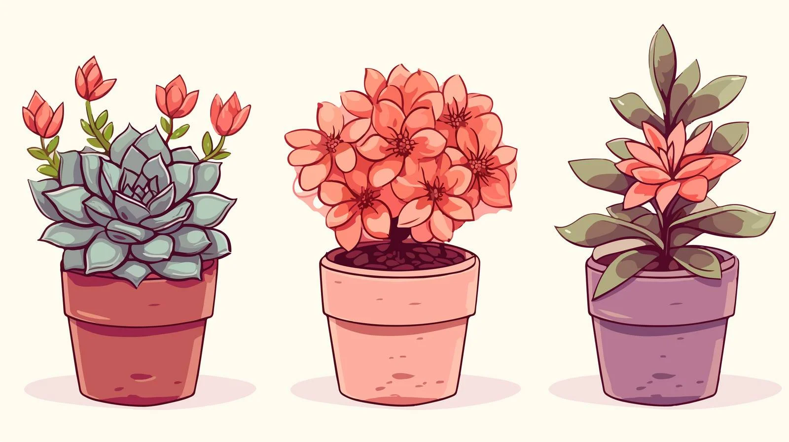 Cheerful Cartoon Flower in Pot Illustration — free download from Dotvec