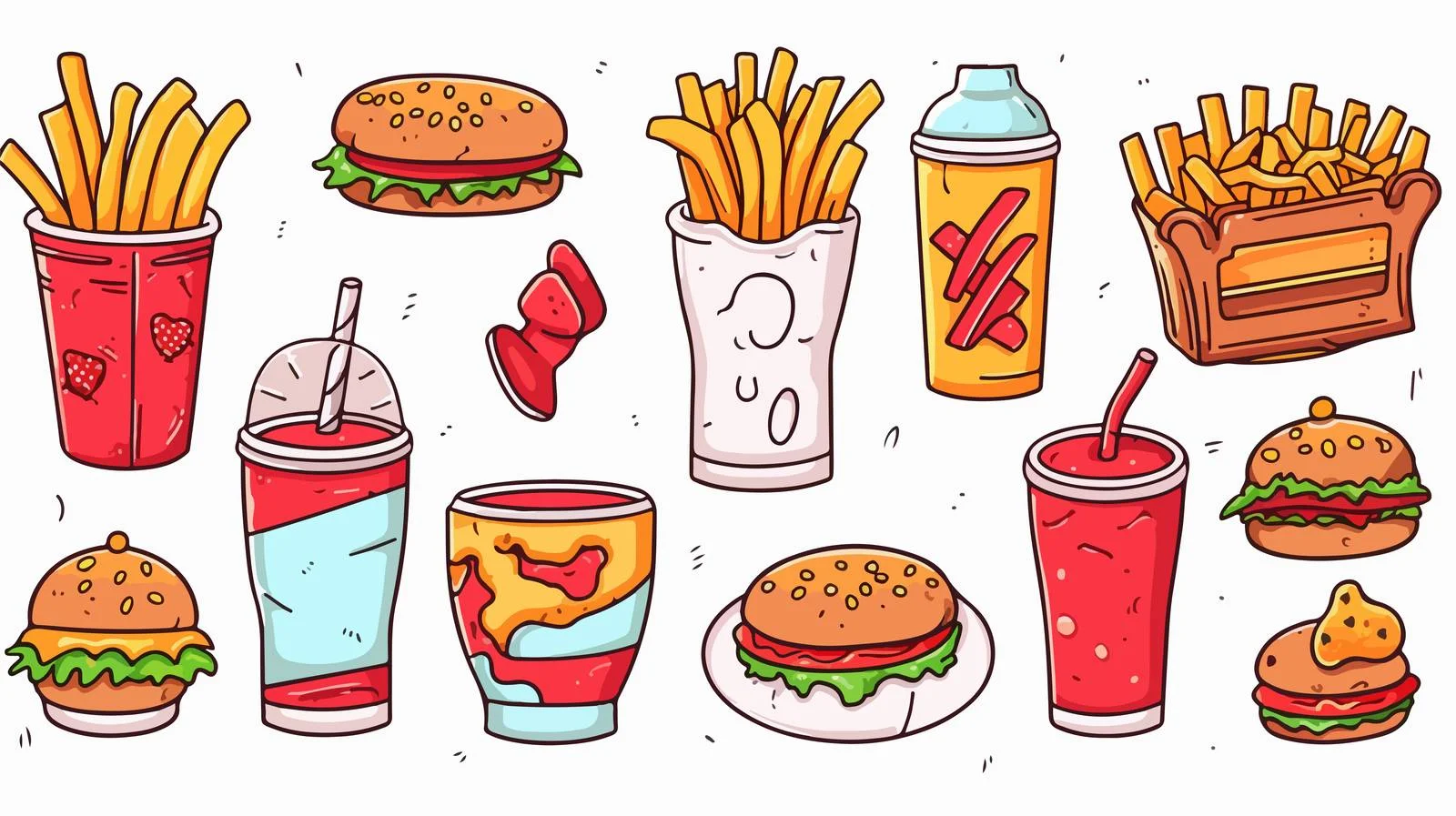Fast Food Drink Doodle — free download from Dotvec